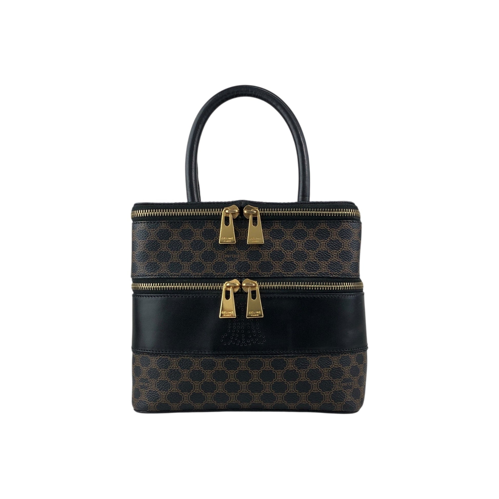 CELINE Macadam Triomphe Handbag Vanity bag Black utd2i7
