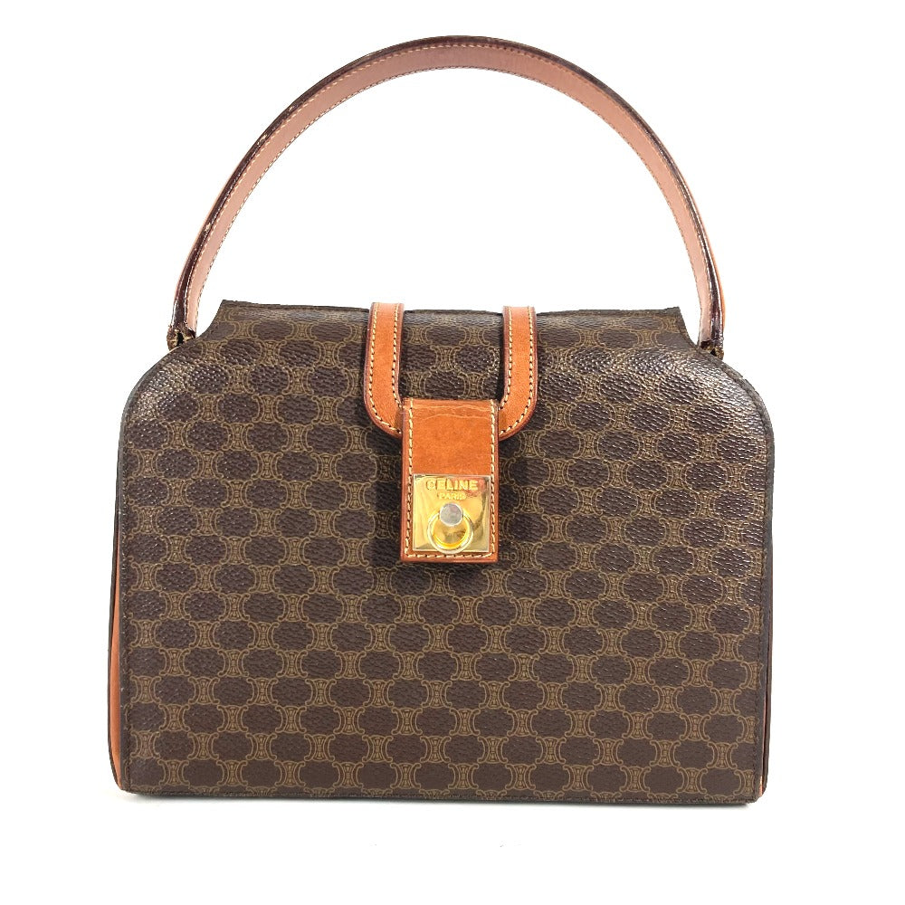 CELINE Handbag Leather / canvas Brown Macadam Women