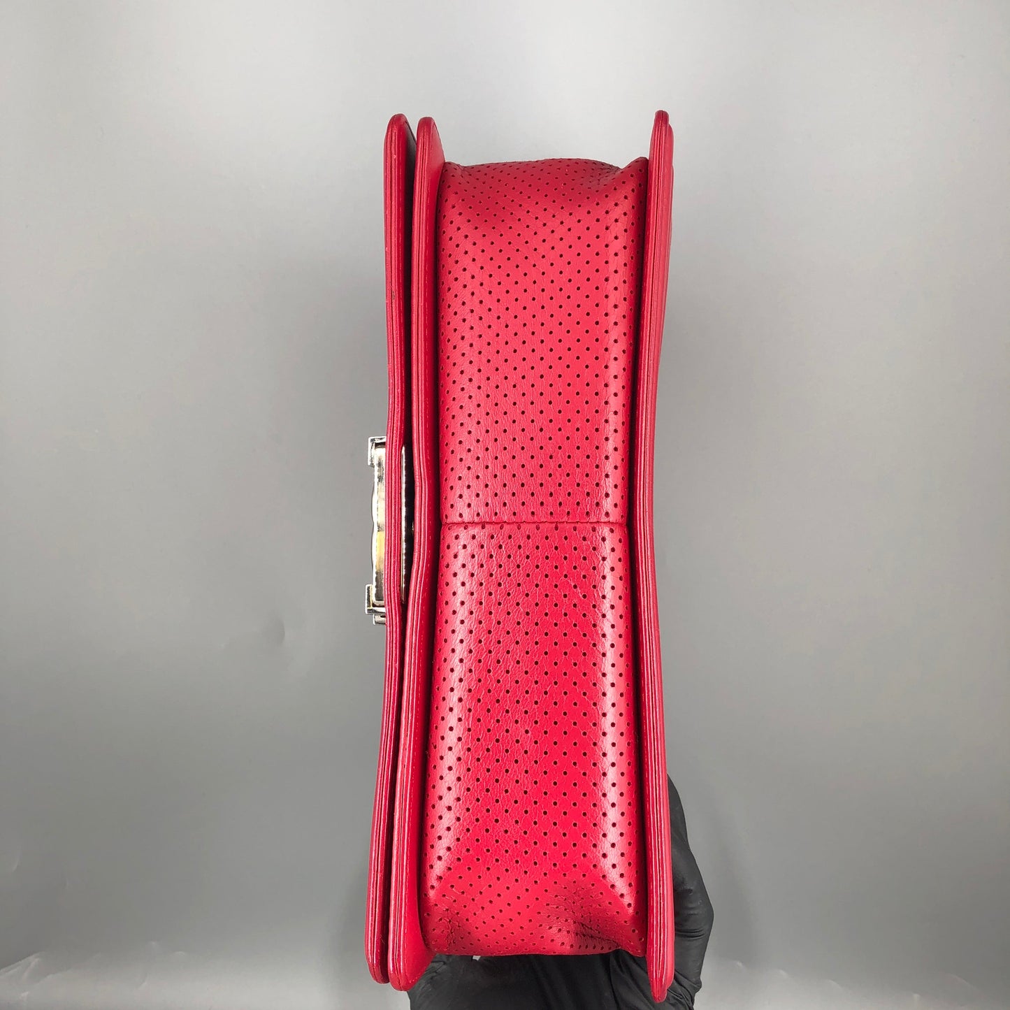 Chanel Boy Perforated Lambskin Quilted Shoulder Bag Hot Pink