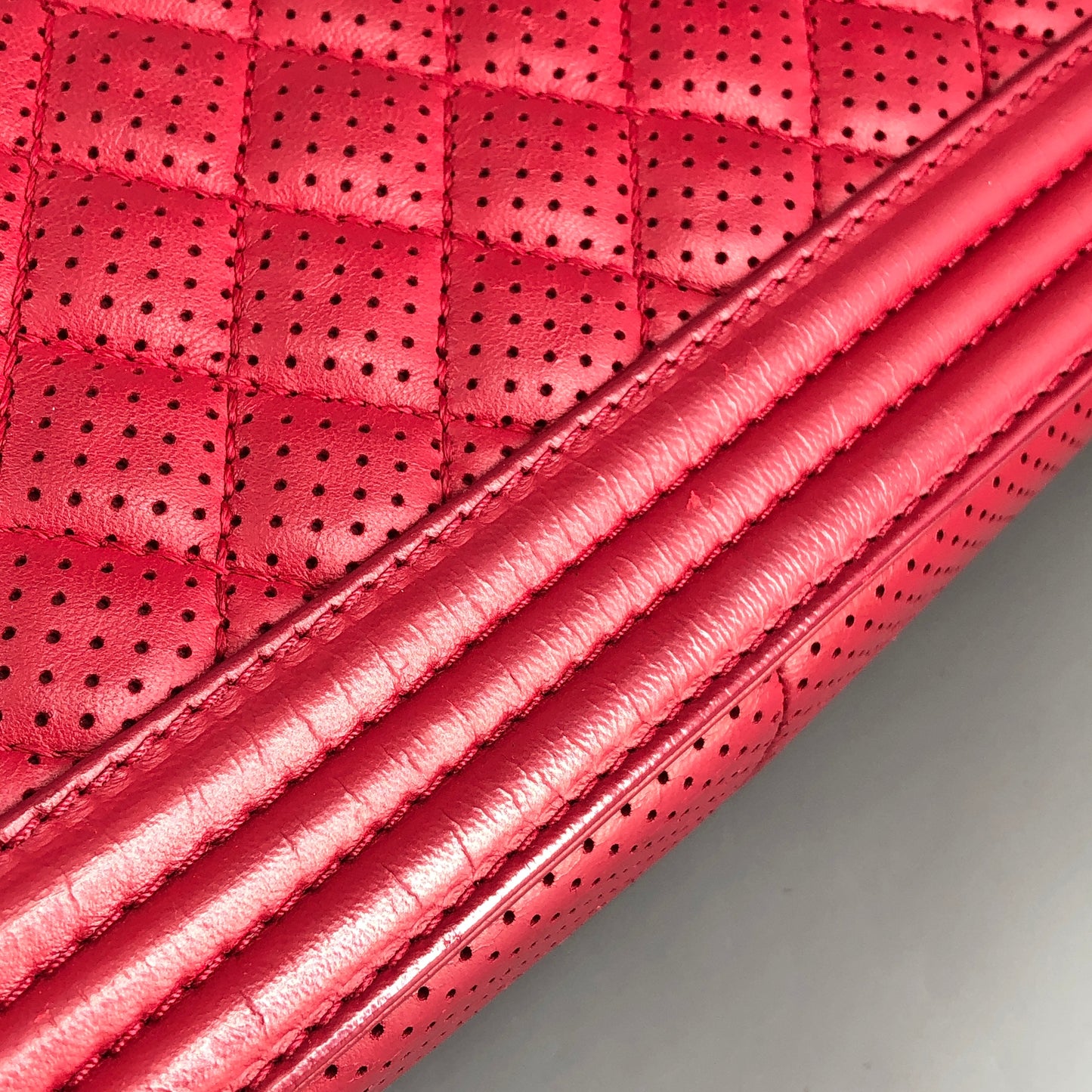 Chanel Boy Perforated Lambskin Quilted Shoulder Bag Hot Pink