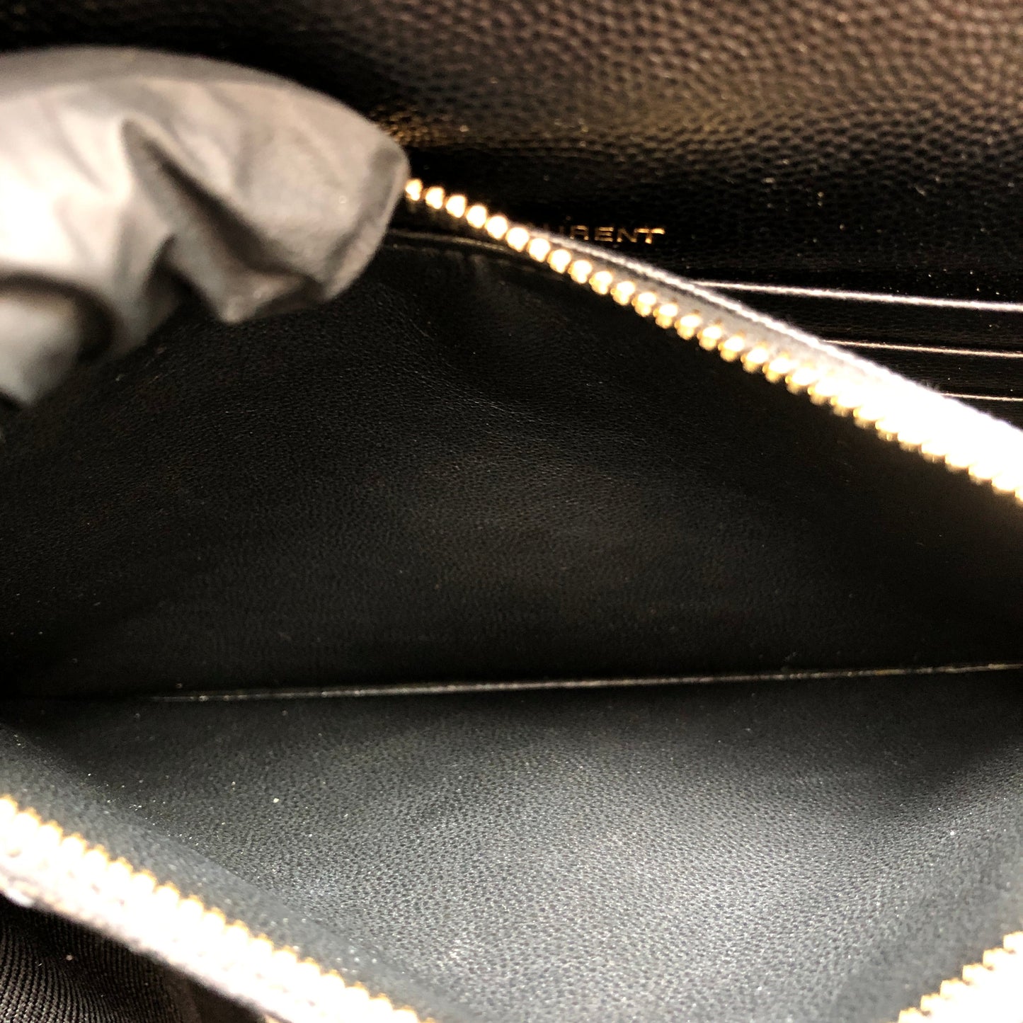 Saint Laurent Envelope Chevron Grain Leather Chain Shoulder Bag Black