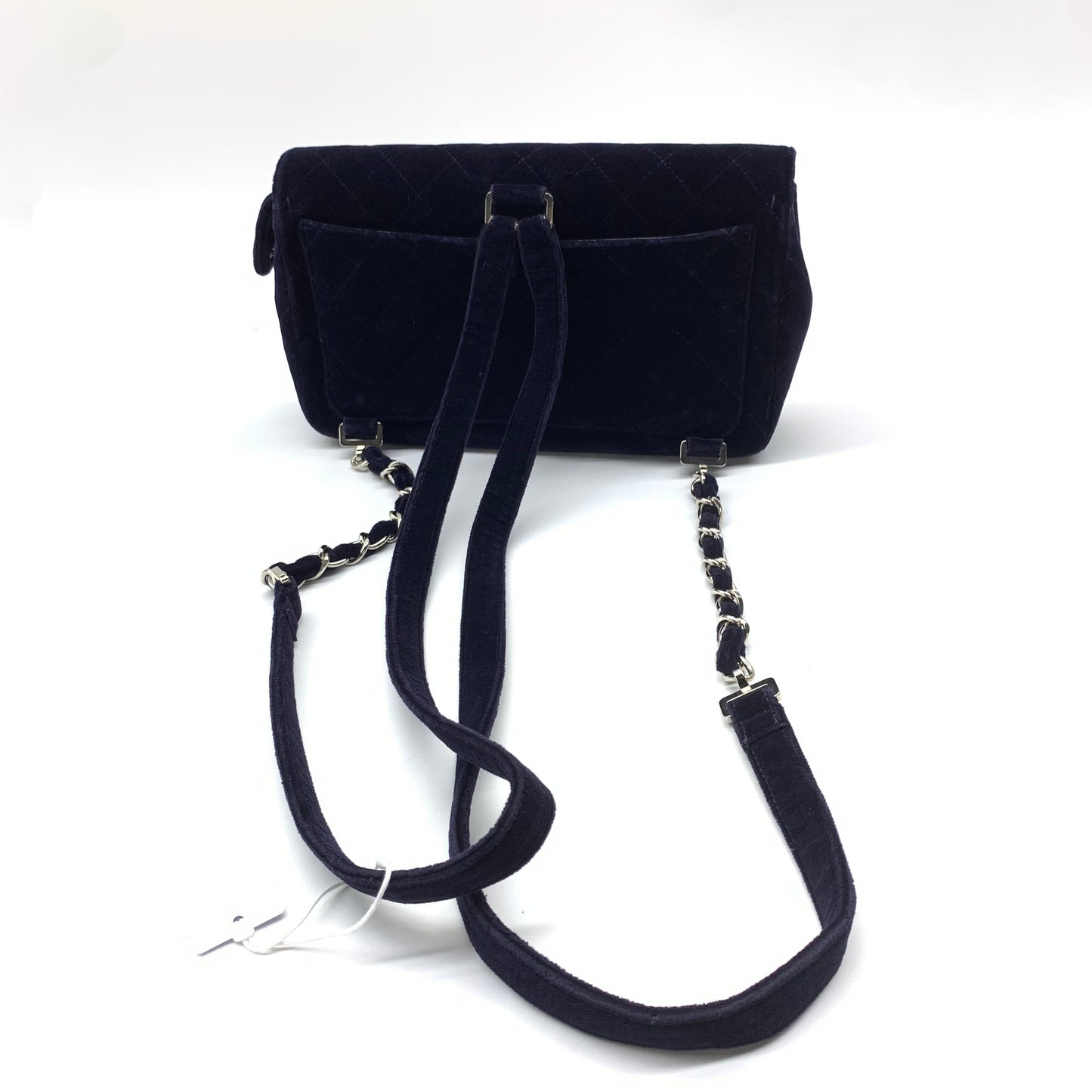 Chanel Navy Velvet Shoulder Flap Blackpack Silver HW, 1996