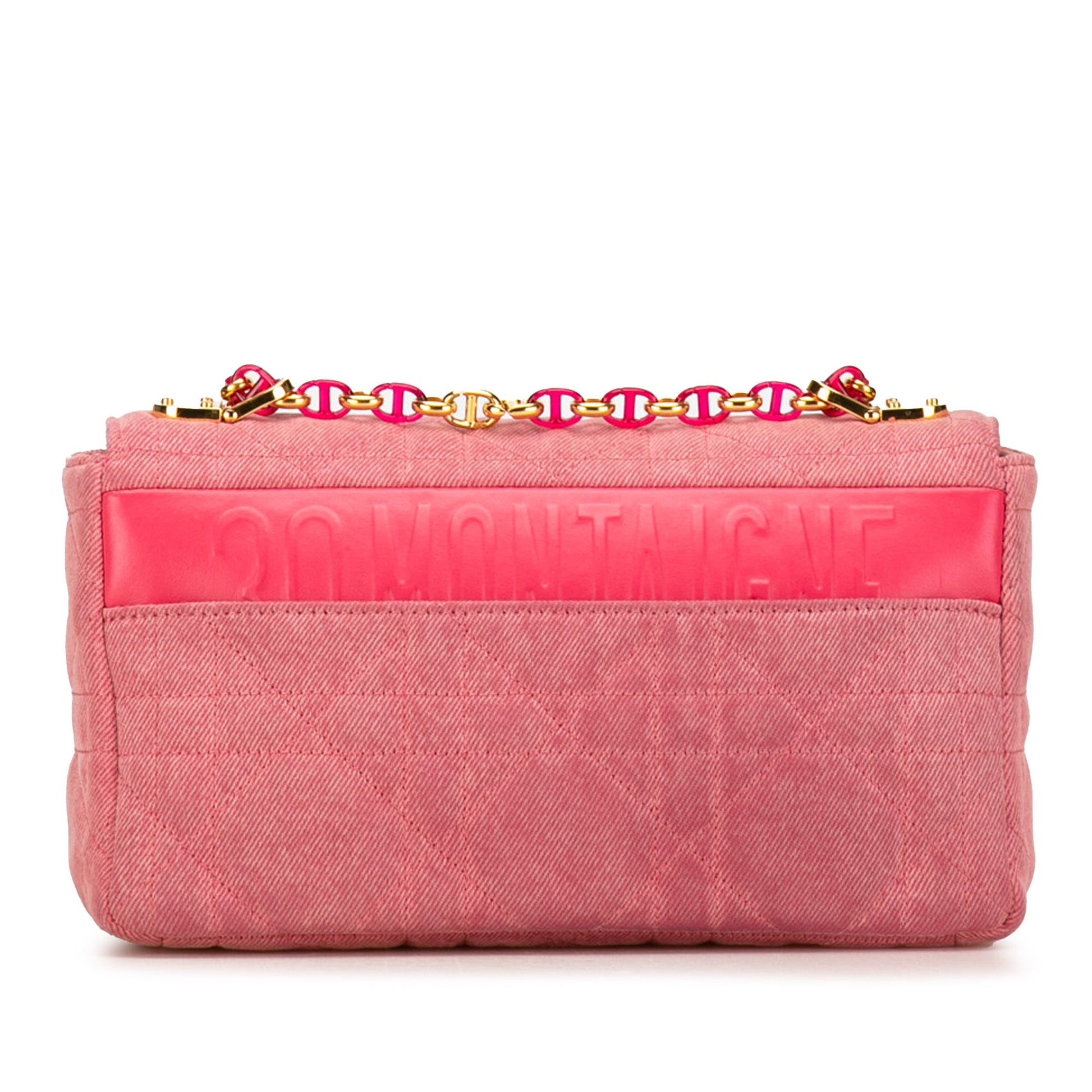 Pink Dior Medium Denim Macrocannage Caro Bag