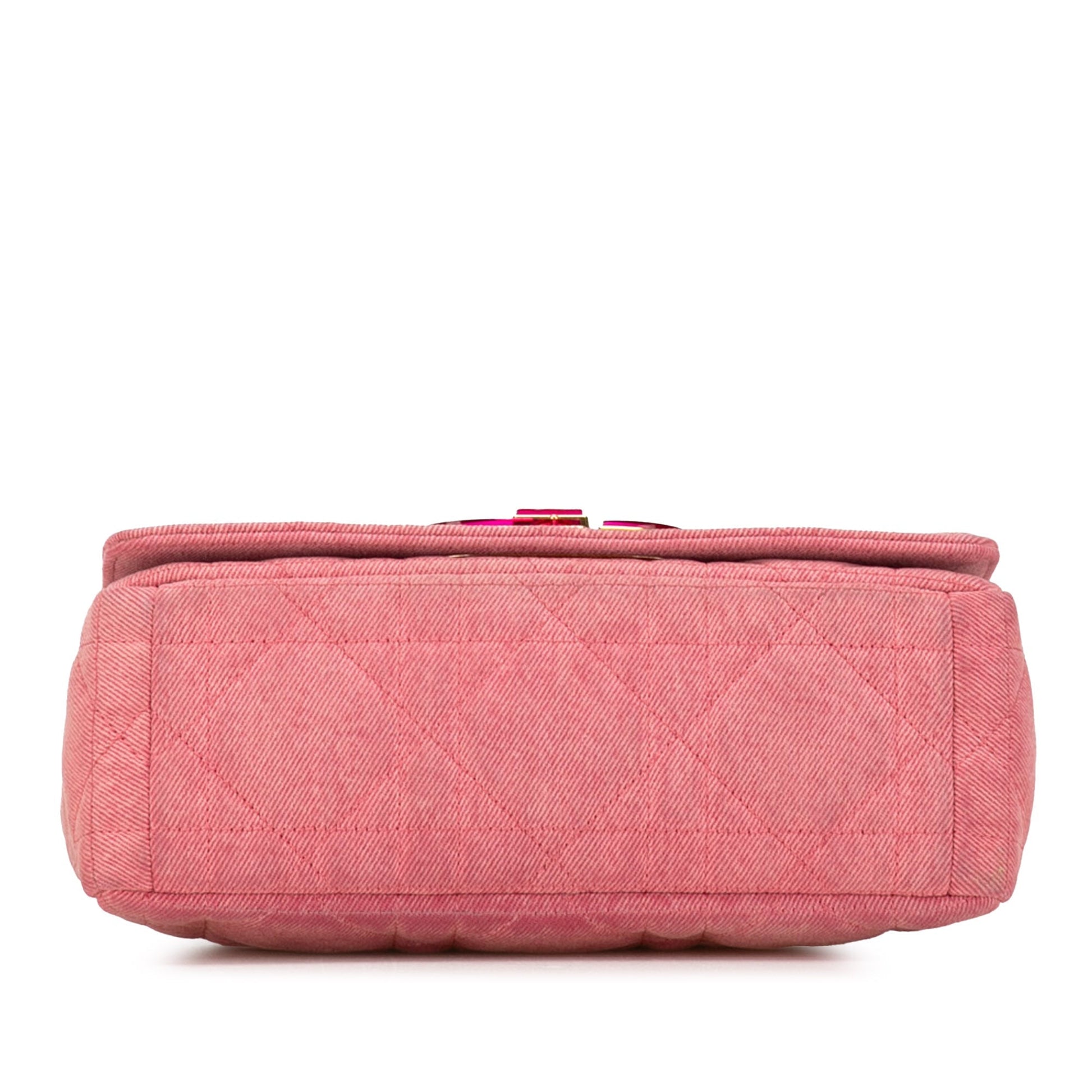 Pink Dior Medium Denim Macrocannage Caro Bag