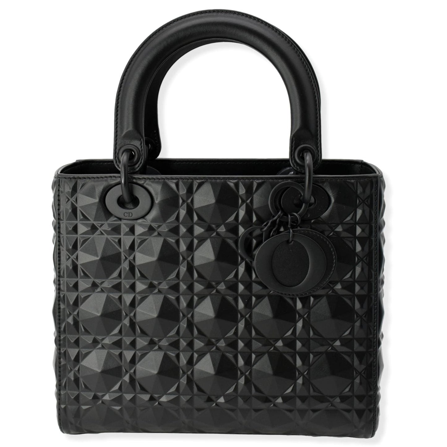 CHRISTIAN DIOR Medium Black Lady Dior Cannage Calfskin Shoulder Bag Black