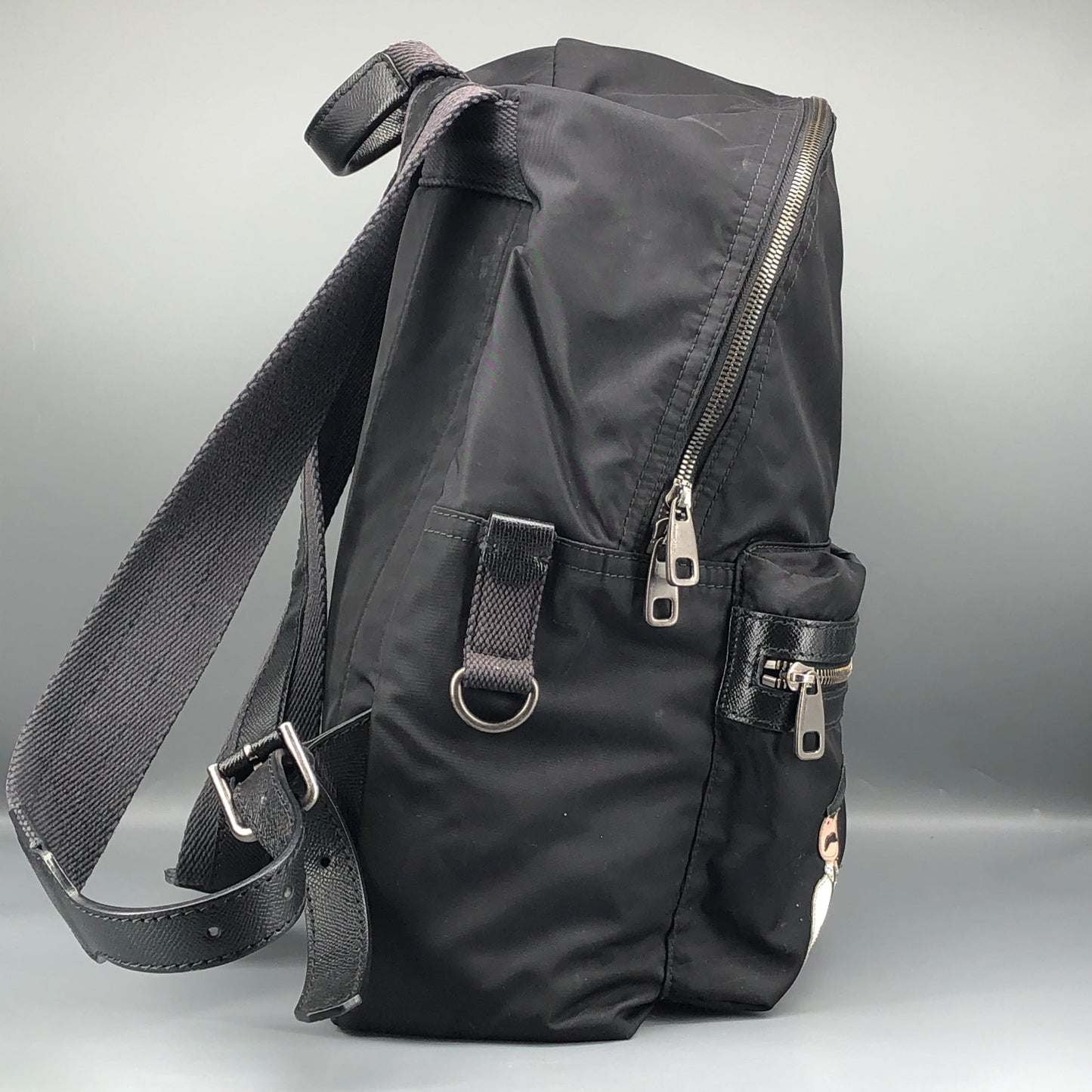 Dolce & Gabbana Gentleman Portrait Print Black Nylon Backpack