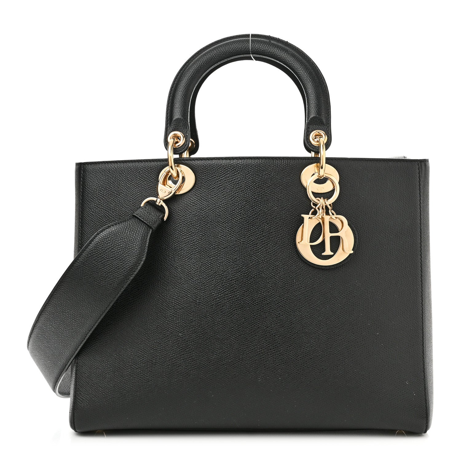 CHRISTIAN DIOR GRAINED CALFSKIN LARGE LADY DIOR BAG