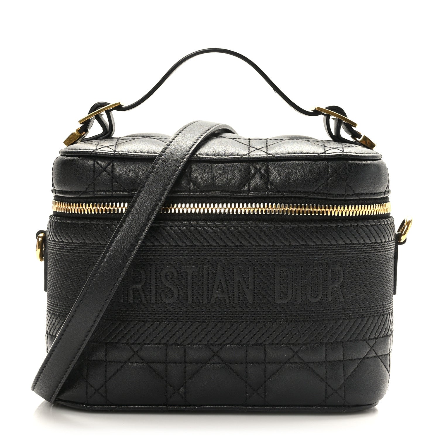 DIOR LAMBSKIN LEATHER CANNAGE SMALL DIORTRAVEL VANITY CASE