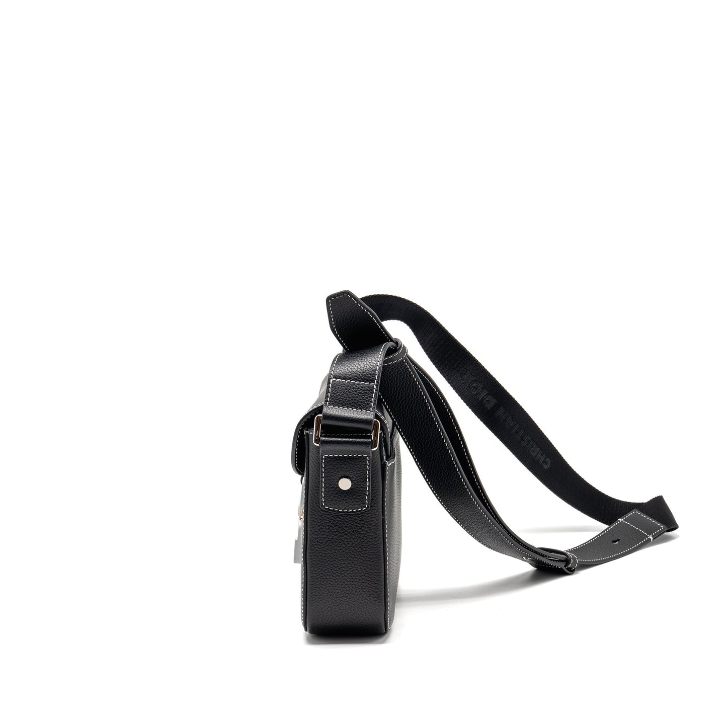 Dior Medium Saddle Flap Messenger Purse Grained Calfskin Black
