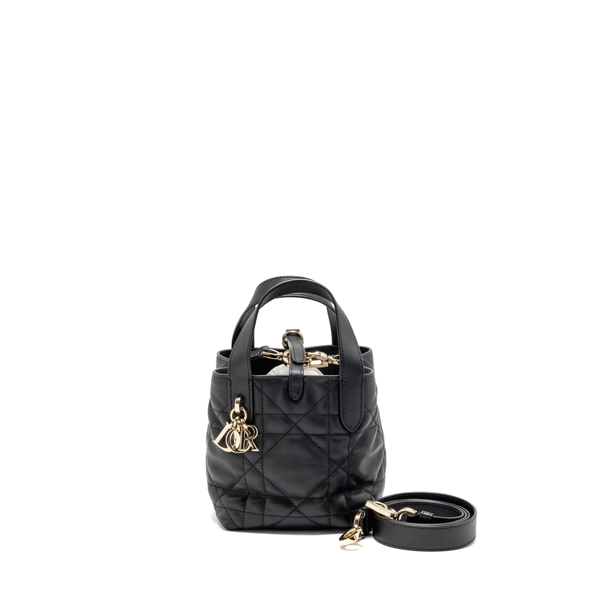 Dior Toujours Vertical Nano Tote Purse calfskin black