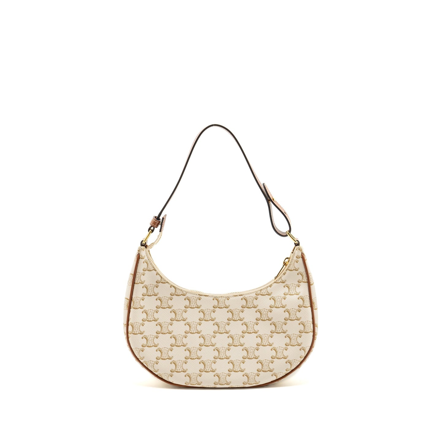 CELINE AVA Bag Triomphe Canvas/Calfskin White/Brown GHW