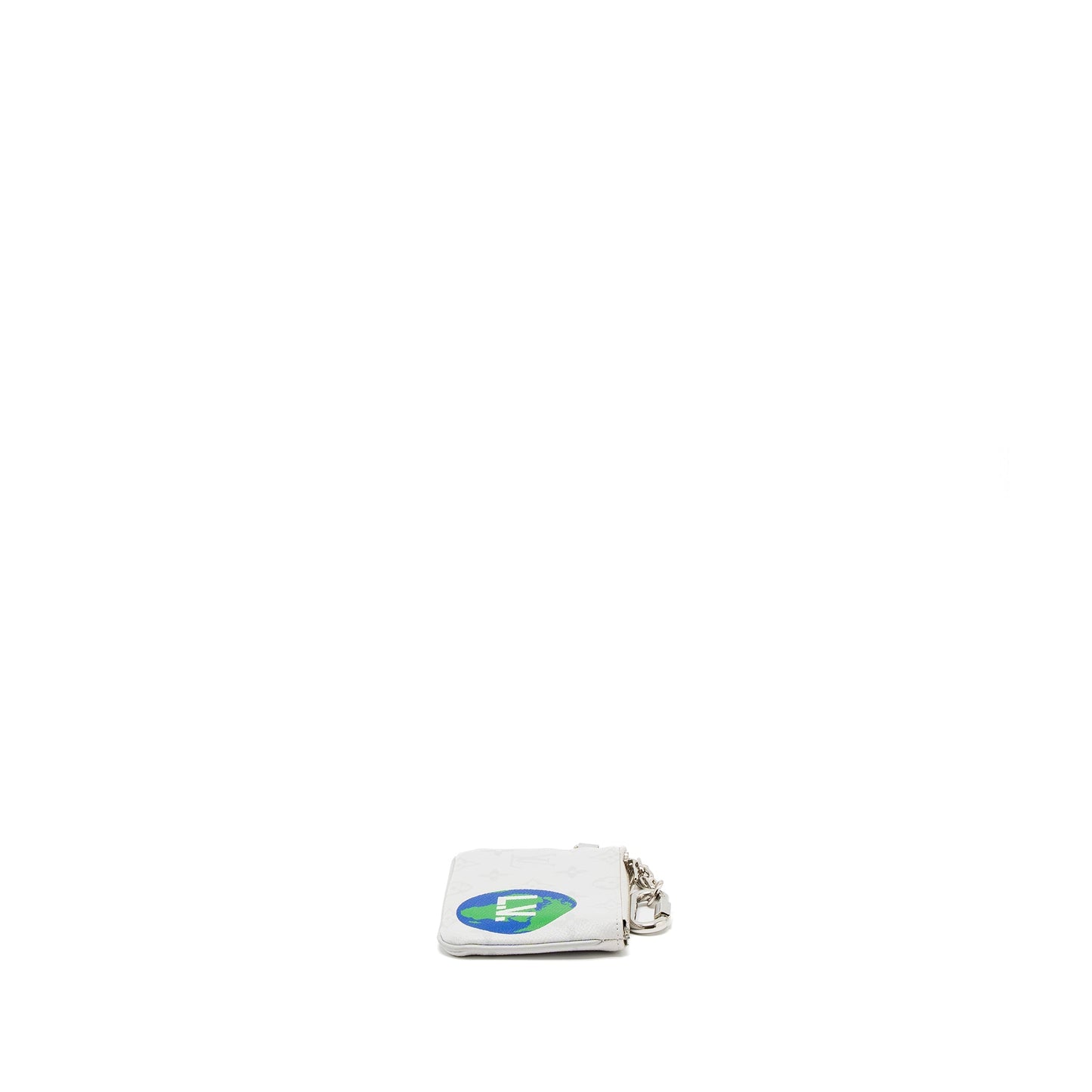 Louis Vuitton Earth Printed Zipped Pouch PM Coin Purse Monogram Canvas White SHW