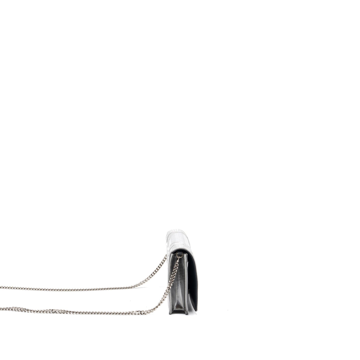 Dior Diorama Wallet On Chain Patent Metallic Silver