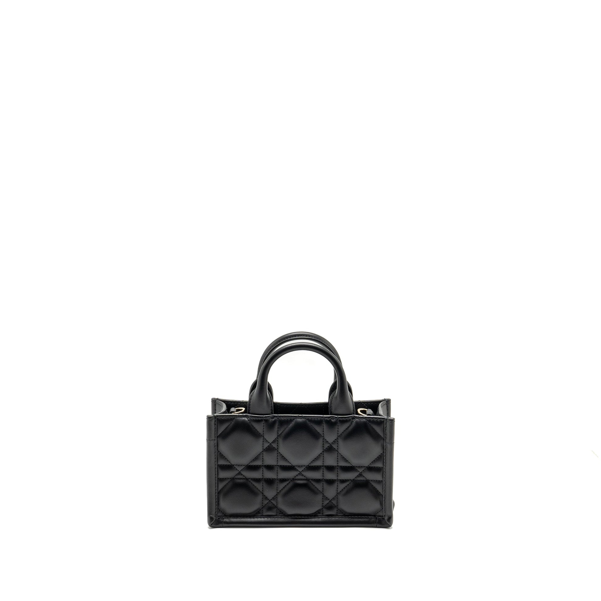 Dior Dioramour Mini Dior Book Tote Macrocannage Calfksin Black