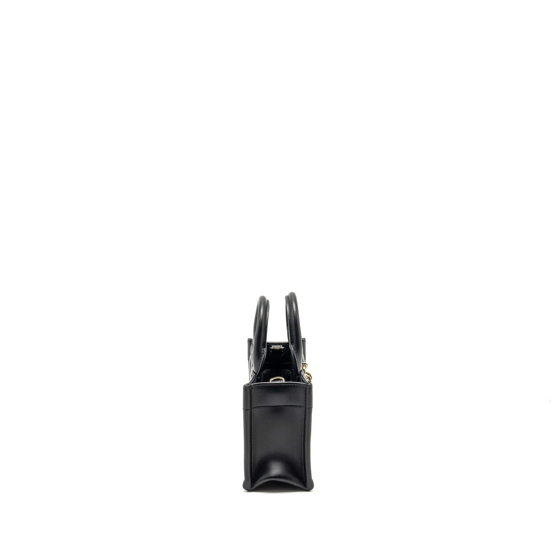 Dior Dioramour Mini Dior Book Tote Macrocannage Calfksin Black