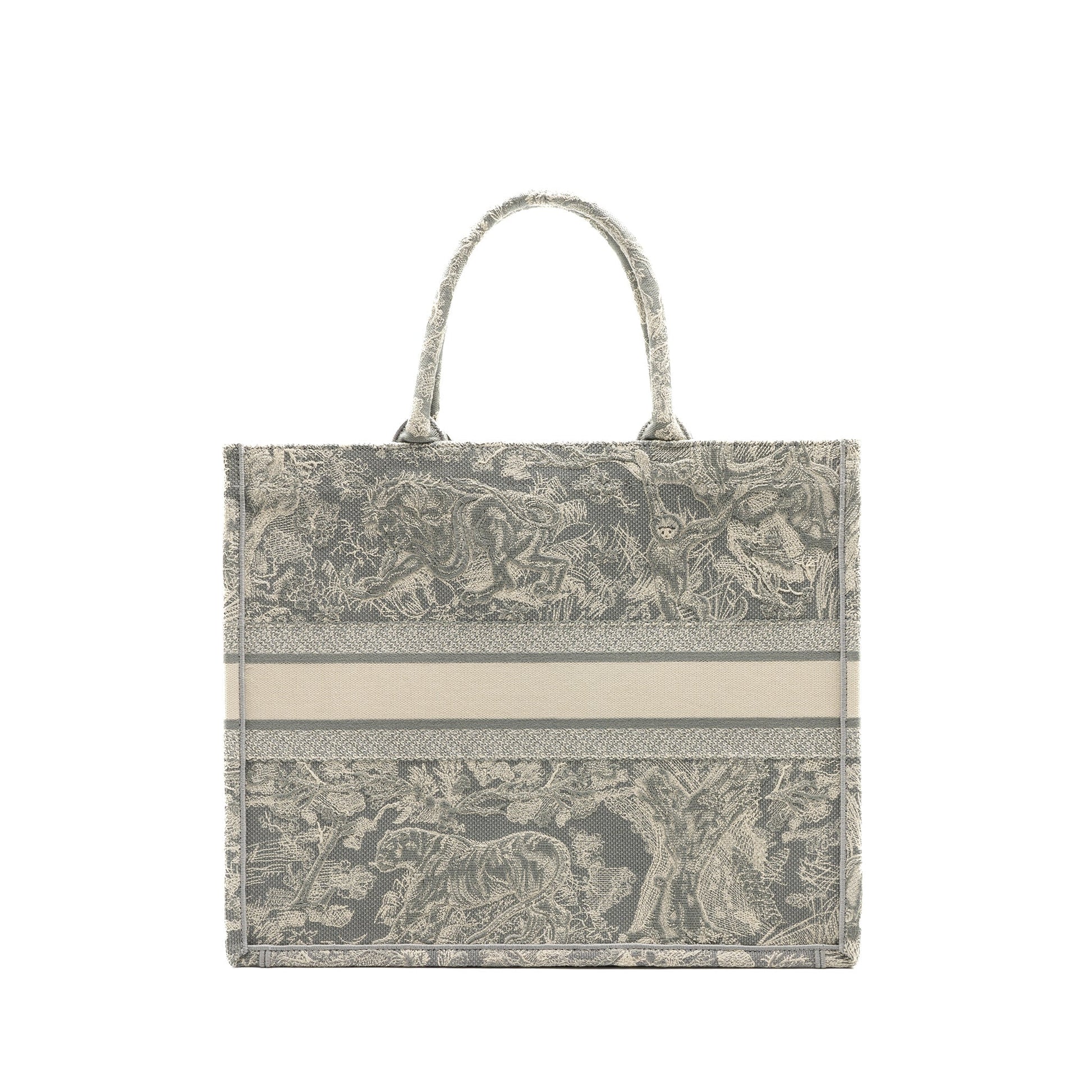 Dior Large Book Tote Ecru And Grey Toile De Jouy Embroidery