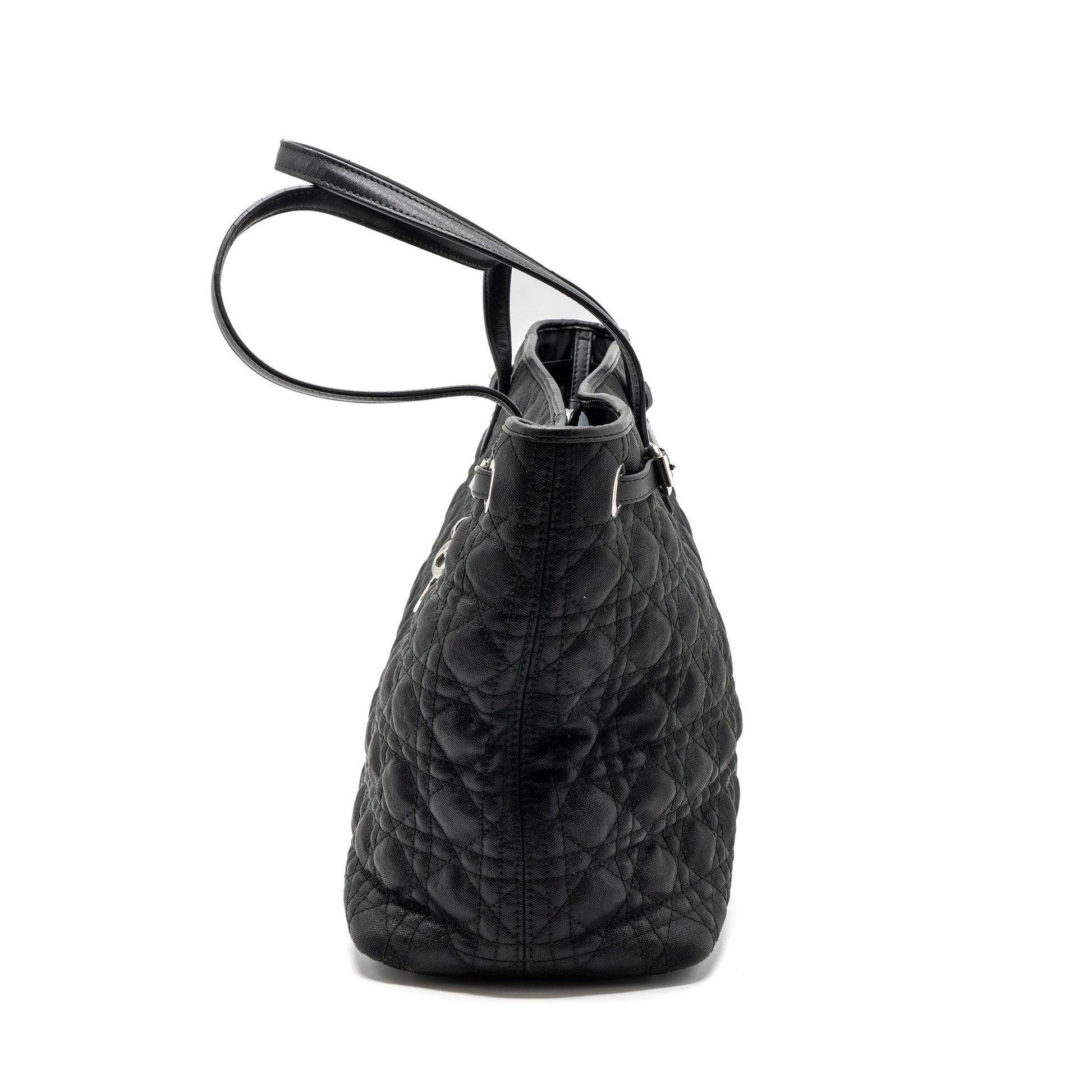 Dior Shopping Tote Purse Fabric/Leather Black
