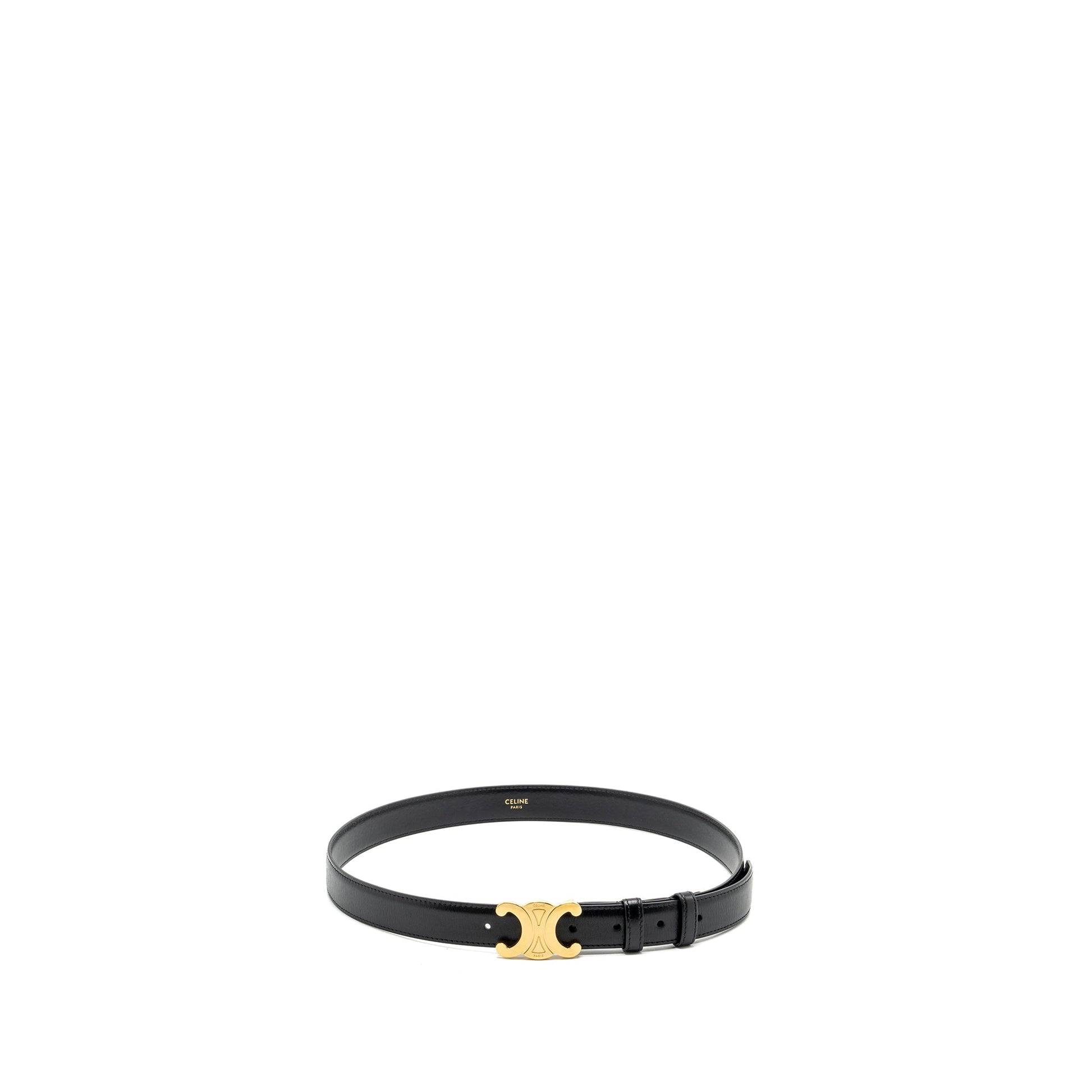 Celine Size Triomphe Belt Smooth Calfskin Black GHW