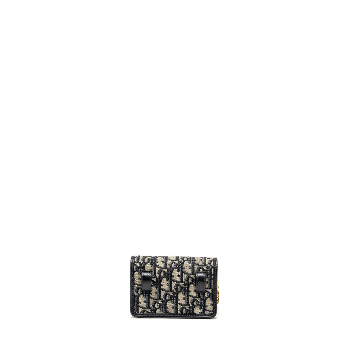 Dior 30 Montaigne Nano Pouch with Chain Blue Oblique Jacquard