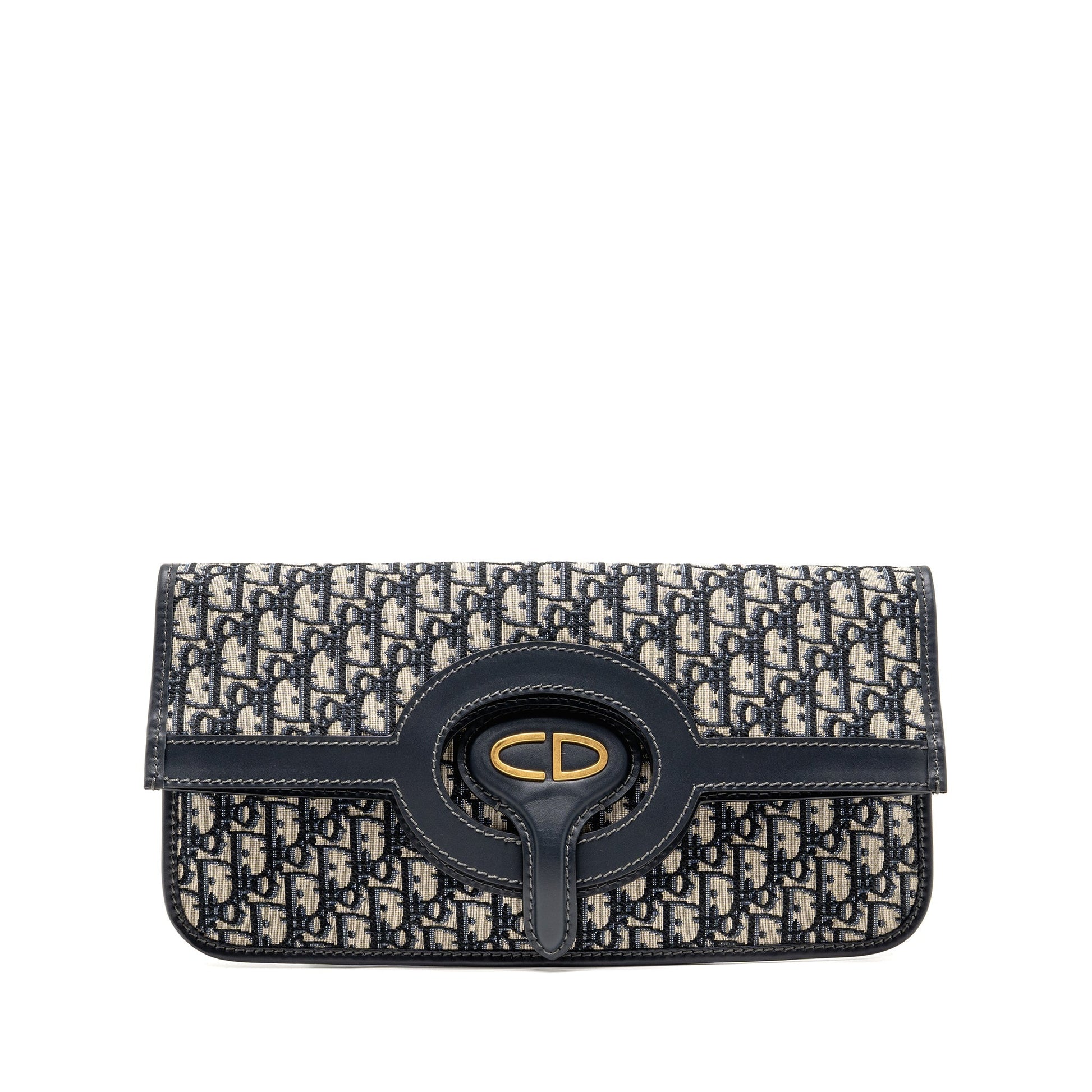 Dior Folder Clutch Oblique Canvas/Calfskin Blue