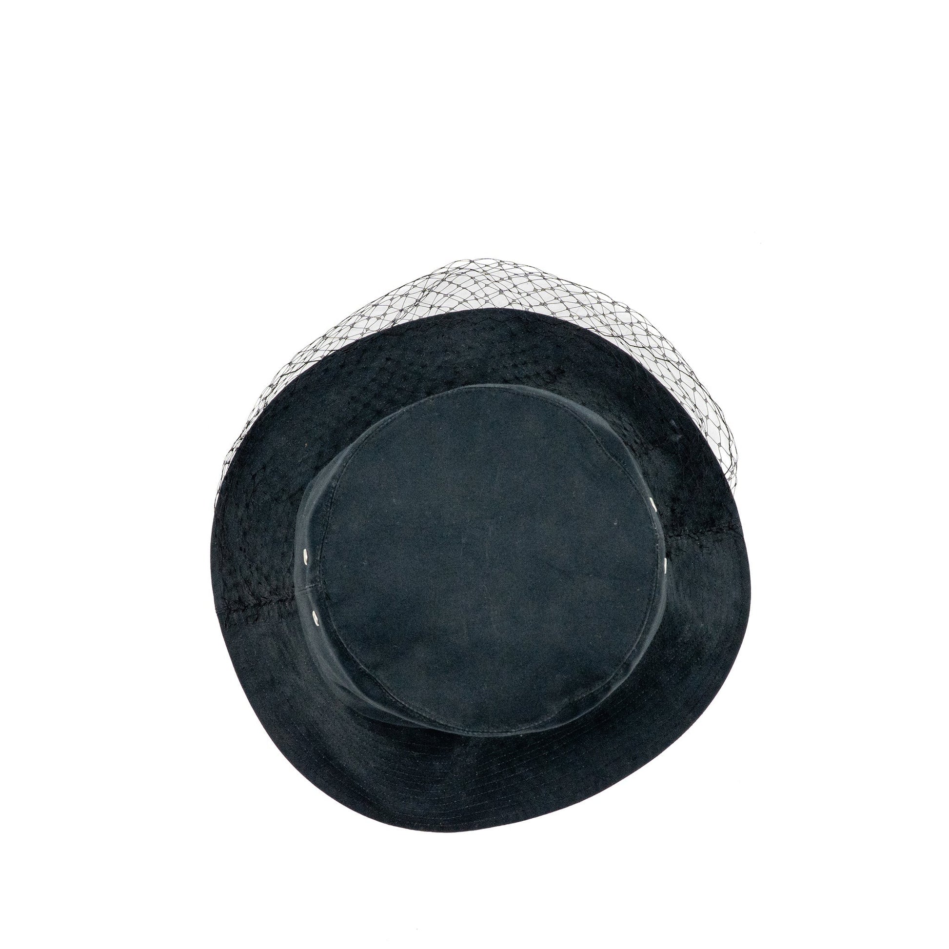 Dior Size 58 Teddy-D Brim Bucket Hat with Veil Black