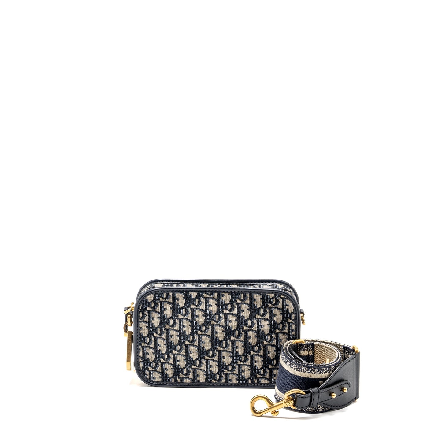 Dior Diorquake Pouch with Dior Shoulder Wide Strap Oblique Canvas Blue (Sell in a set)