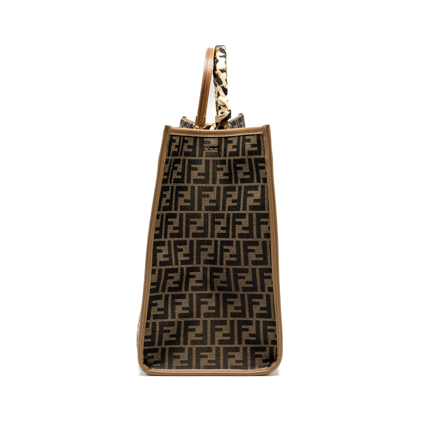 Fendi Sunshine Large Tote Shopper jacquard fabric Brown