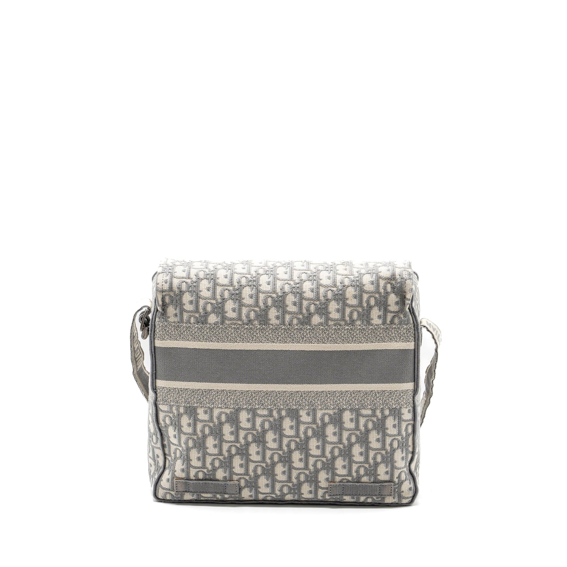 Dior Diorcamp Messenger Purse Oblique Embroidery Light Grey