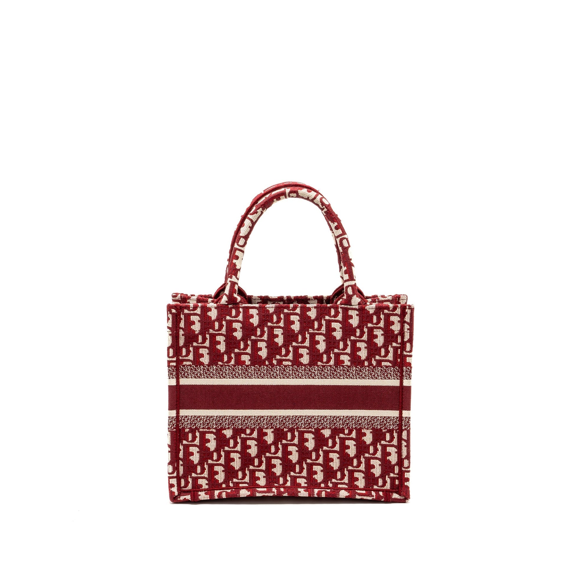Dior small book tote oblique embroidery canvas red