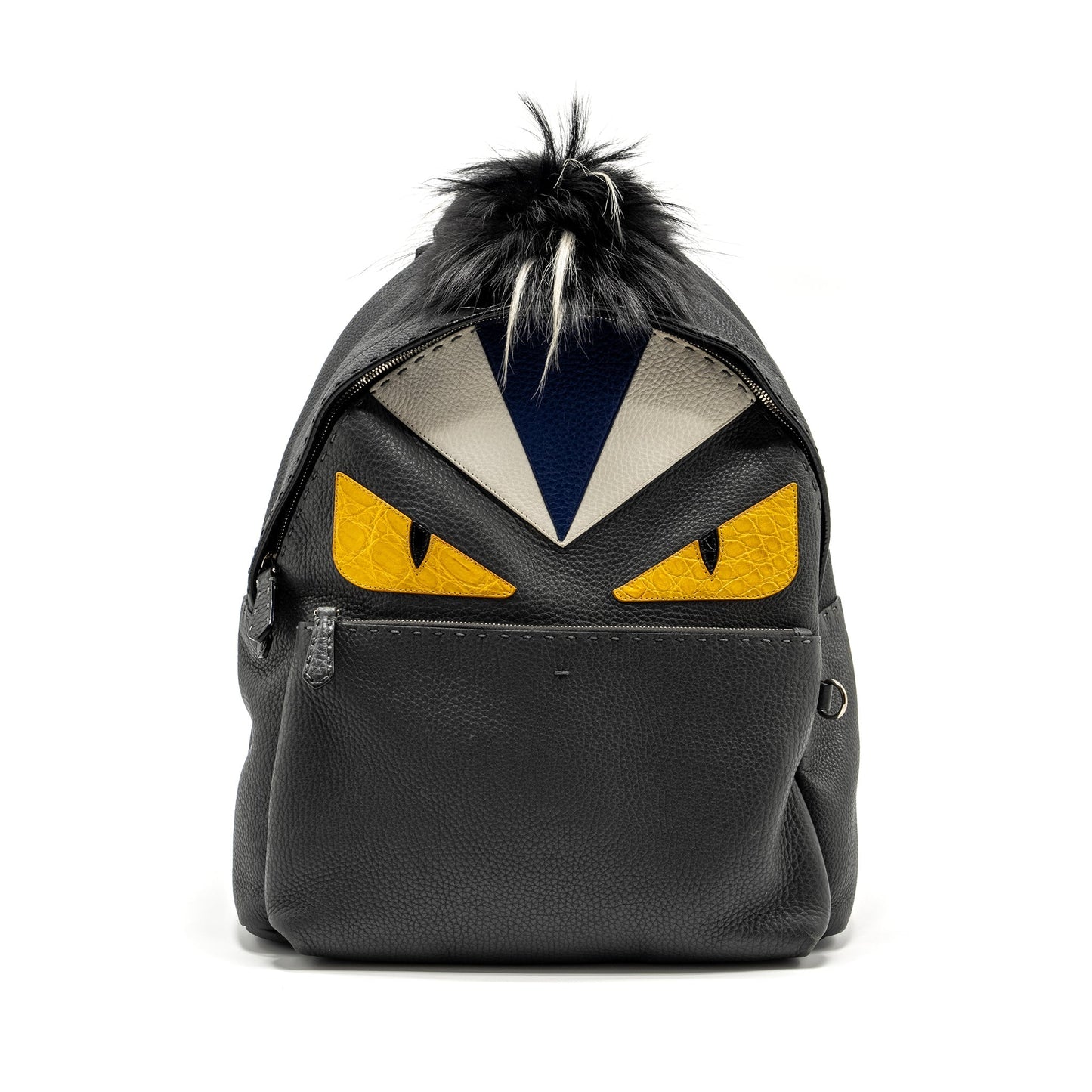 FENDI Large Backpack Calfskin/ Fur/ Crocodile Multicolor
