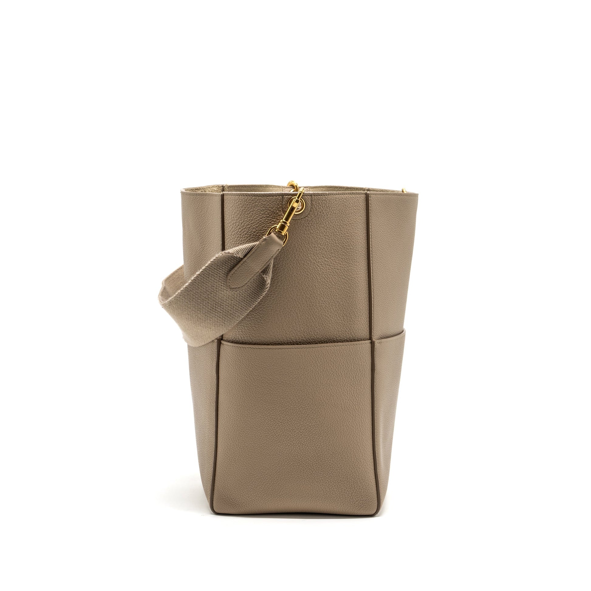 Celine Sangle Bucket Bag Calfskin Light Grey GHW