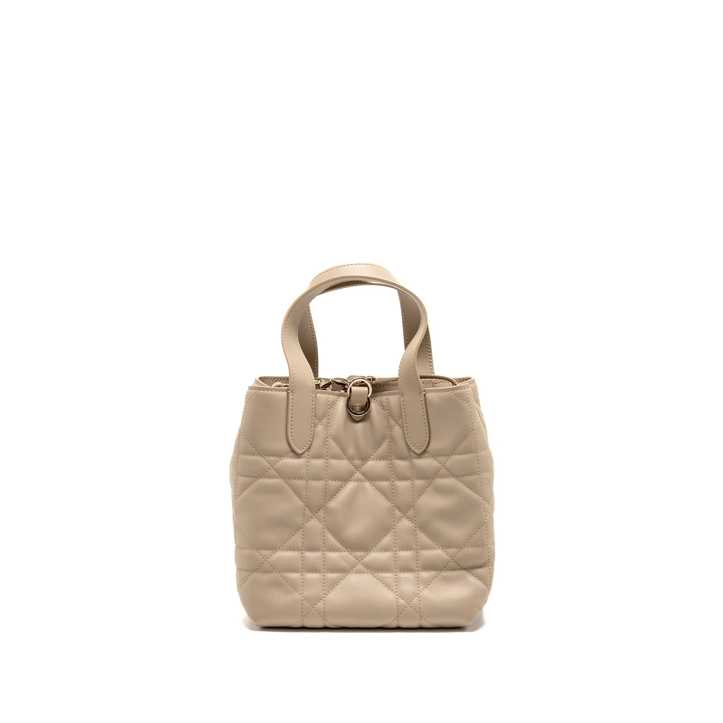Dior Small Dior Toujours Vertical Tote Purse Macrocannage Calfskin Powder Beige