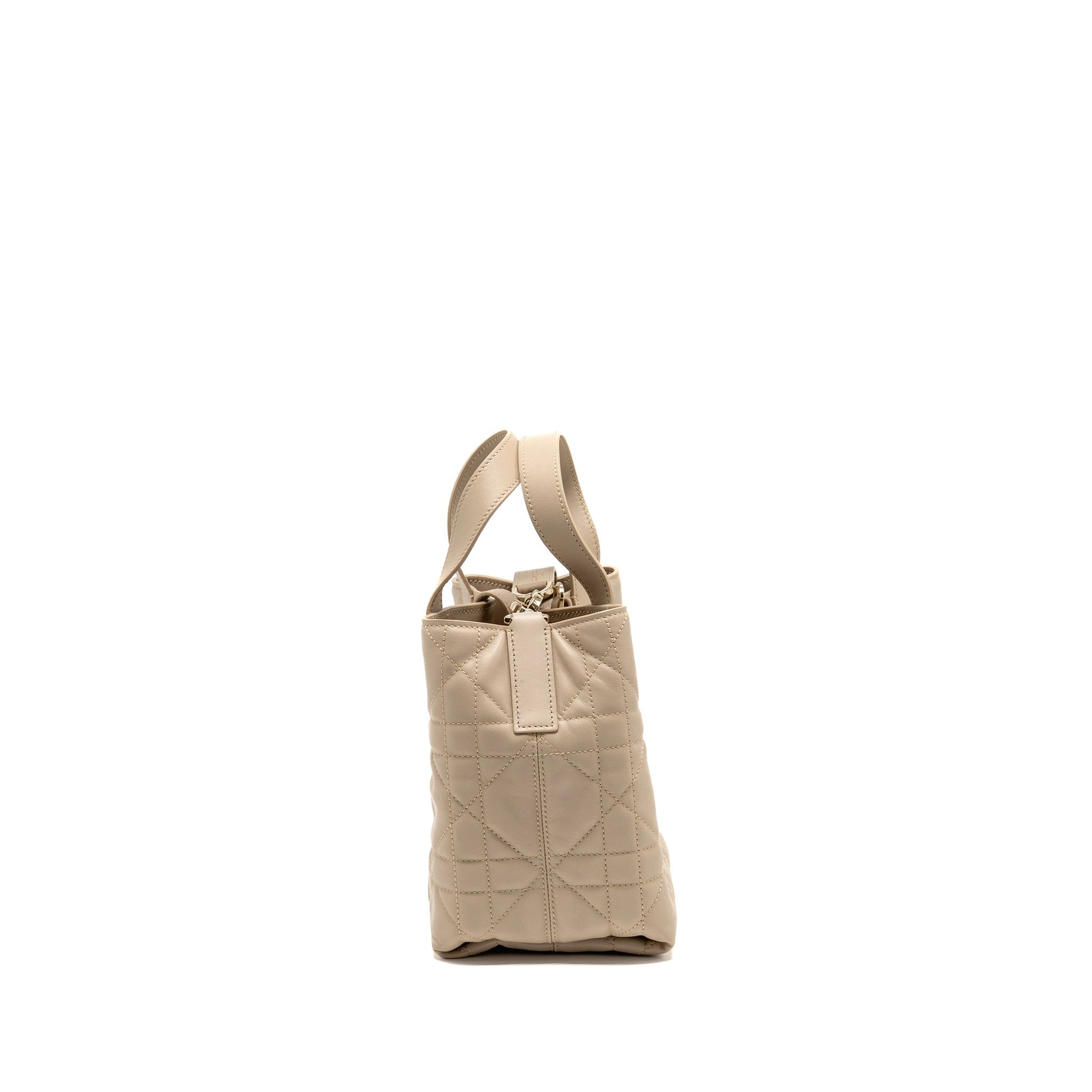 Dior Small Dior Toujours Vertical Tote Purse Macrocannage Calfskin Powder Beige