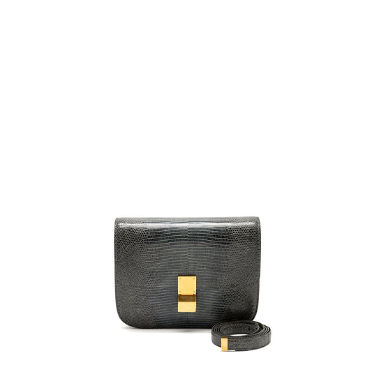 Celine Medium Box Bag Lizard Grey GHW