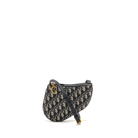 Dior Saddle Trio Pouch With Strap Oblique Canvas