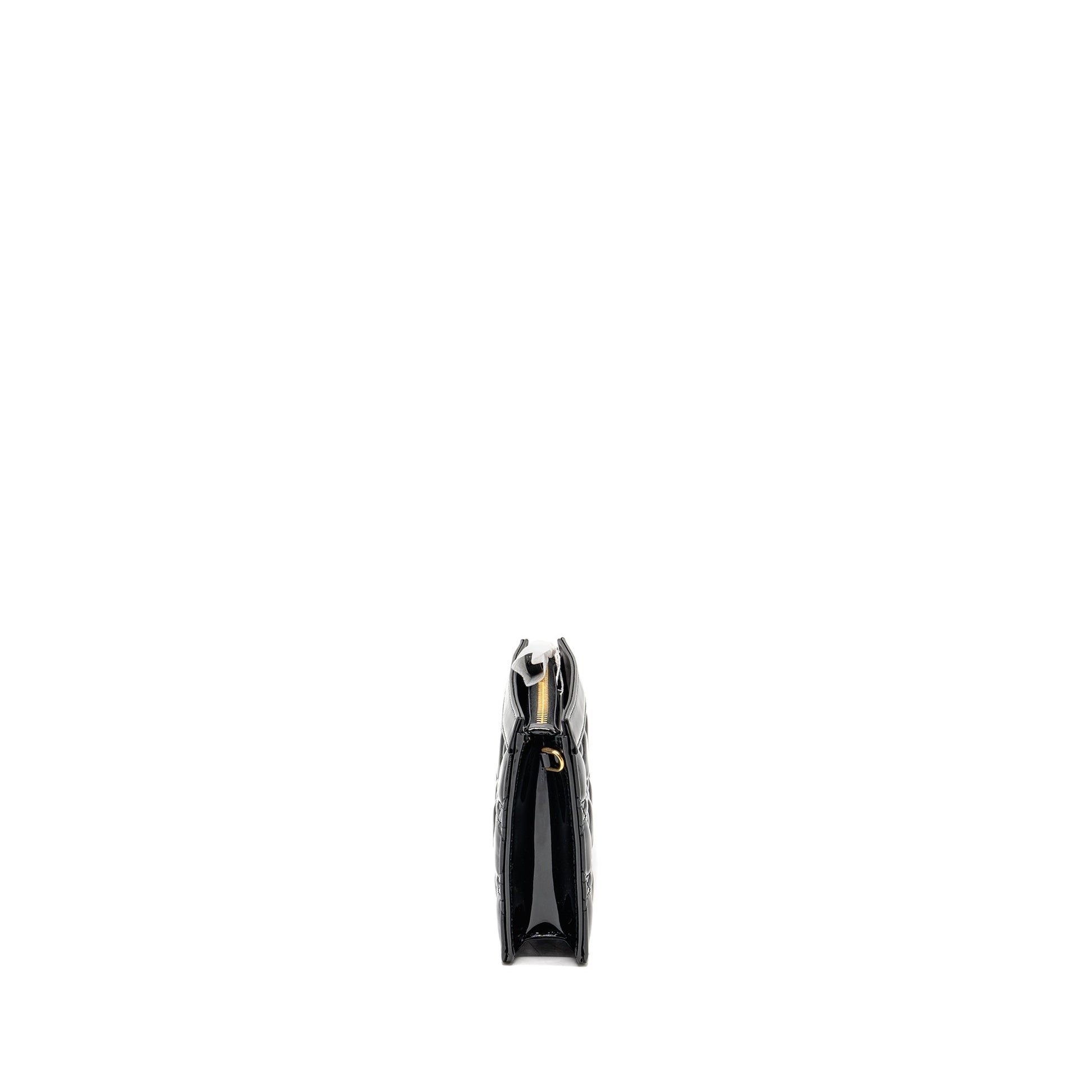 Dior Caro Pouch with Chain Patent Calfskin Black