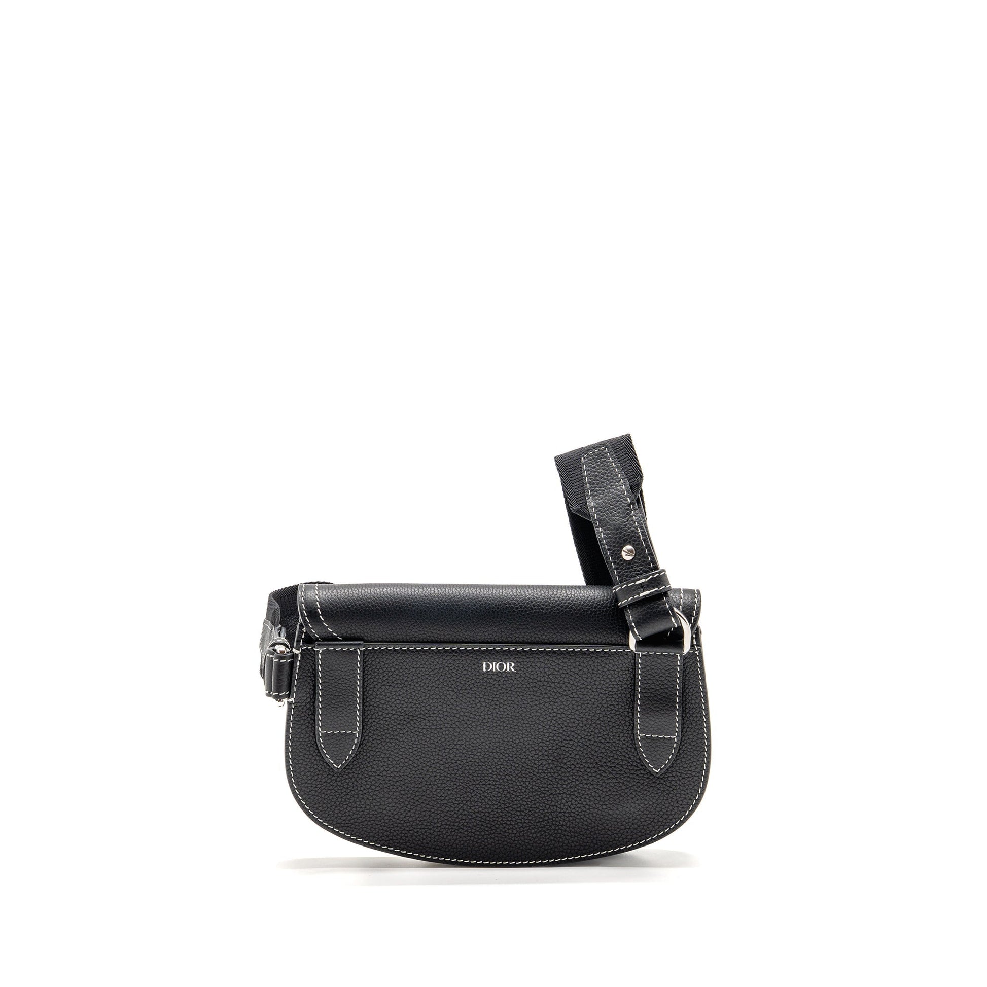 Dior x Kaws Pouch Saddle Purse Leather Black