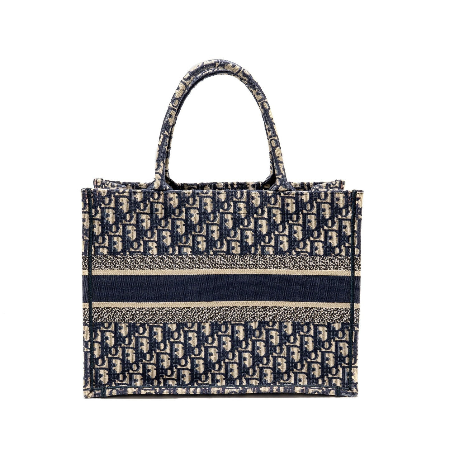 Dior Medium Book Tote Oblique Embroidery Ecru/Blue
