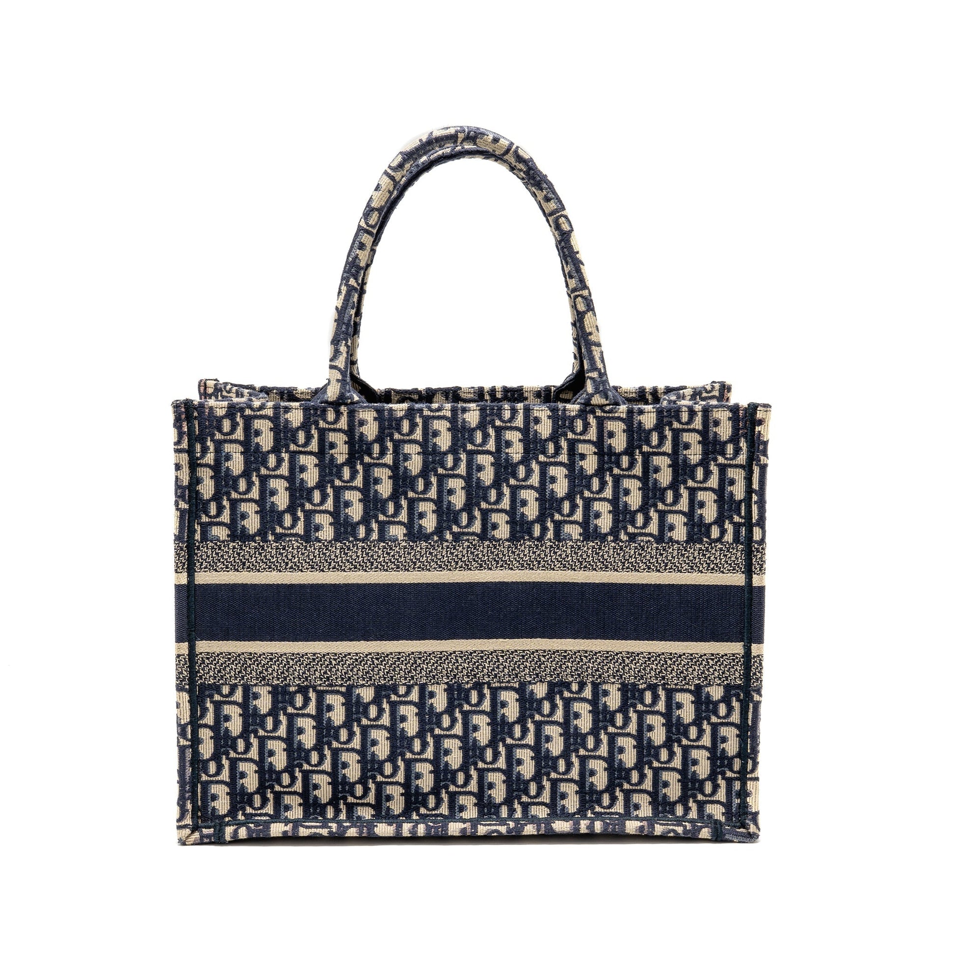Dior Medium Book Tote Oblique Embroidery Ecru/Blue