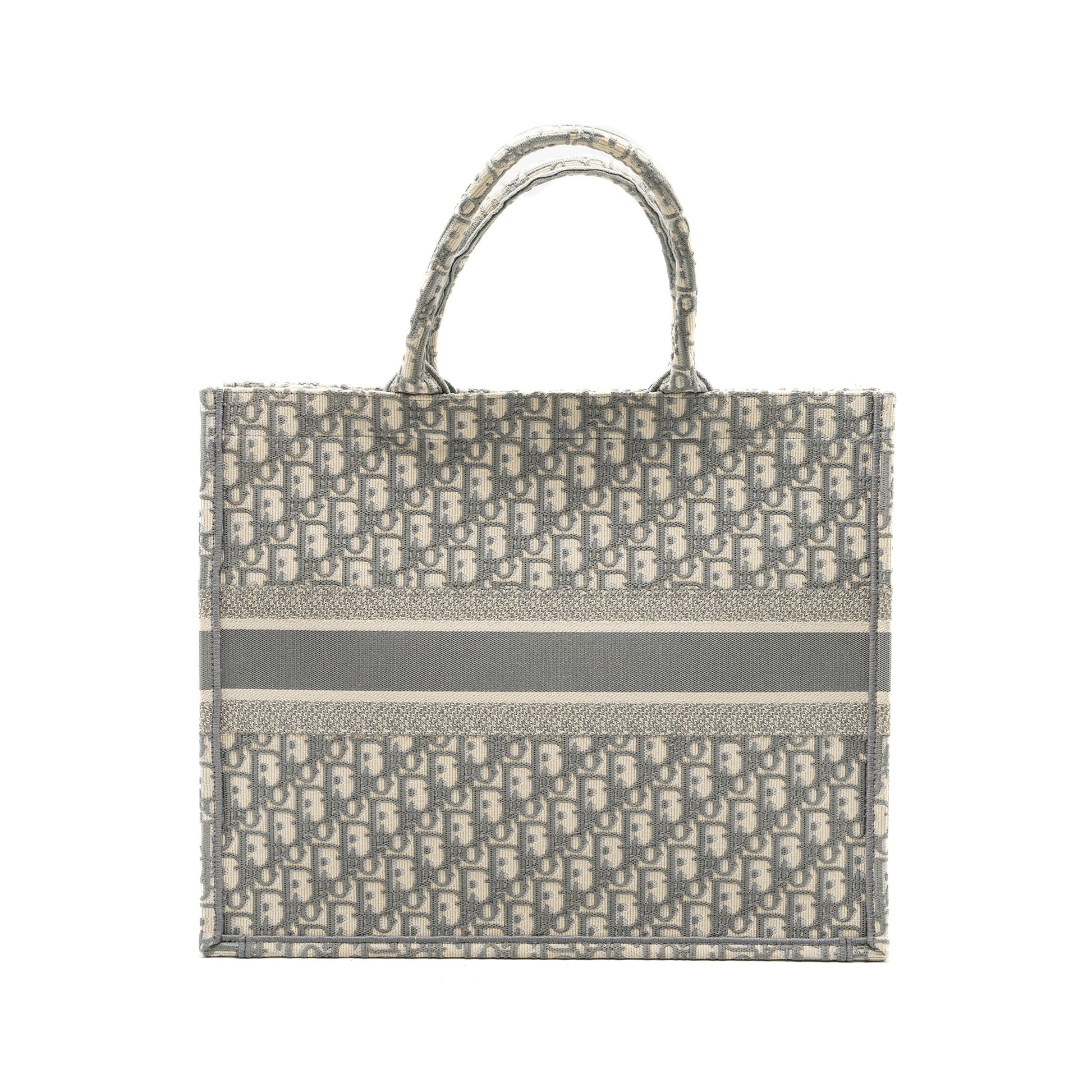 Dior Large Book Tote Dior Oblique Embroidery Ecru/Grey