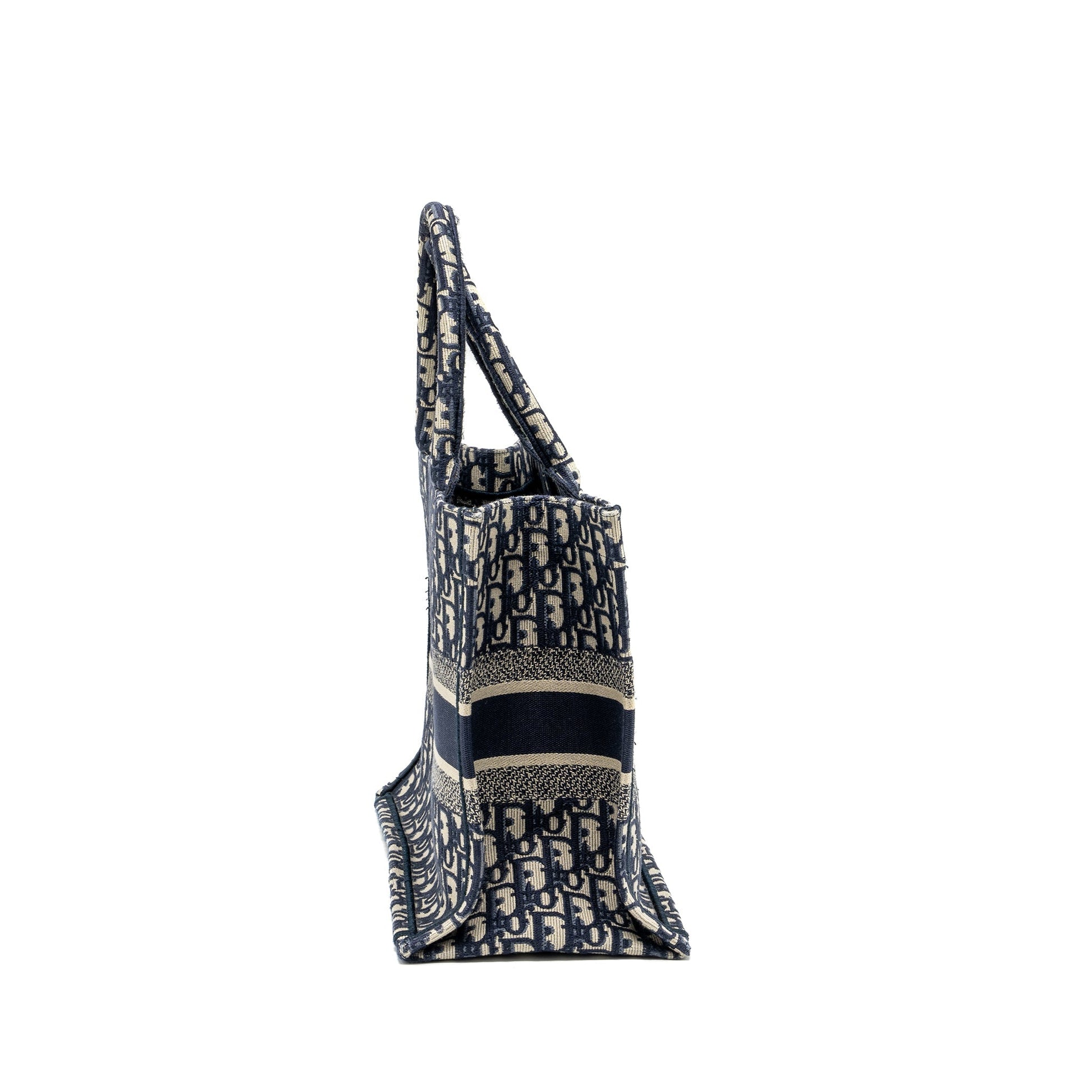 Medium Book Tote Blue Dior Oblique Embroidery