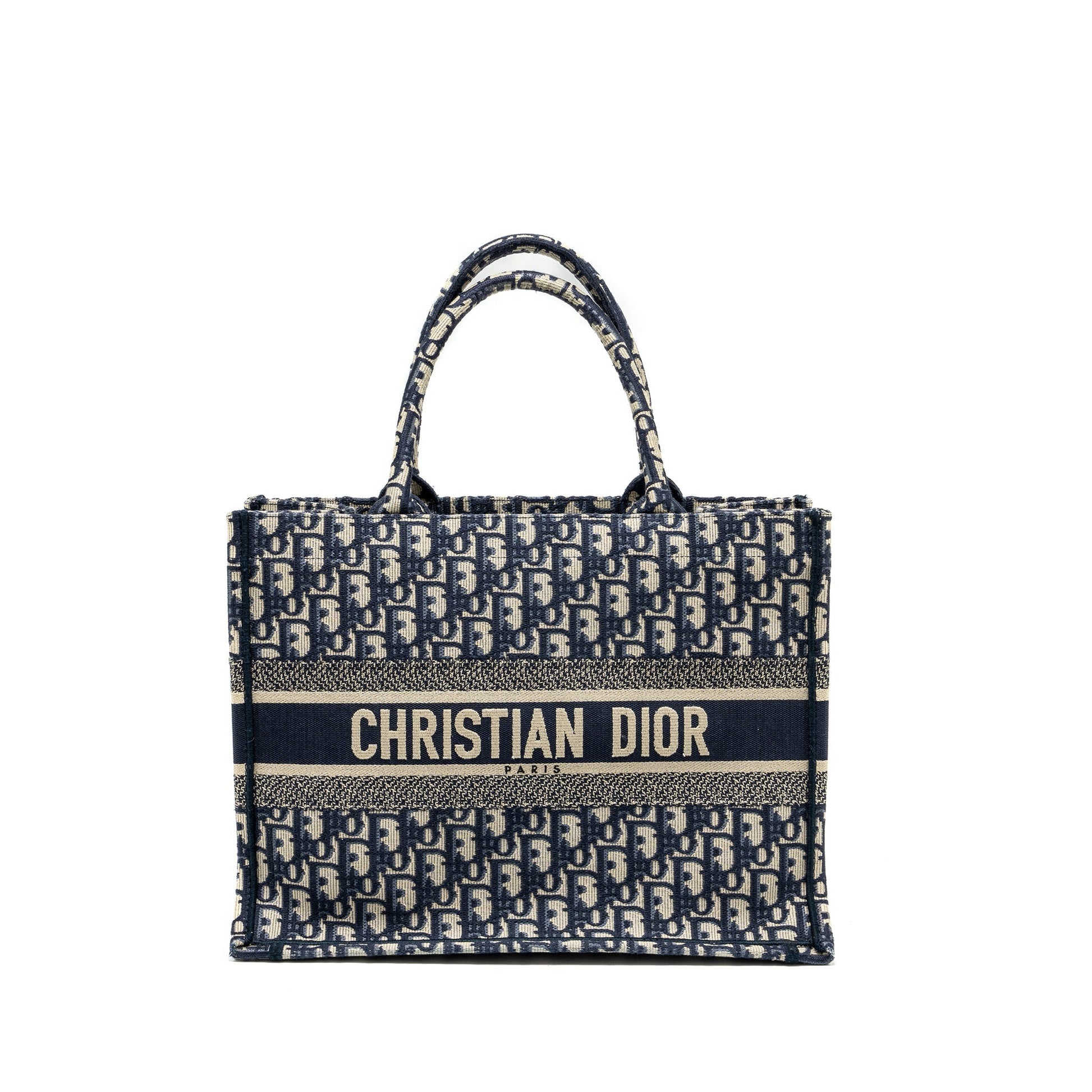 Medium Book Tote Blue Dior Oblique Embroidery