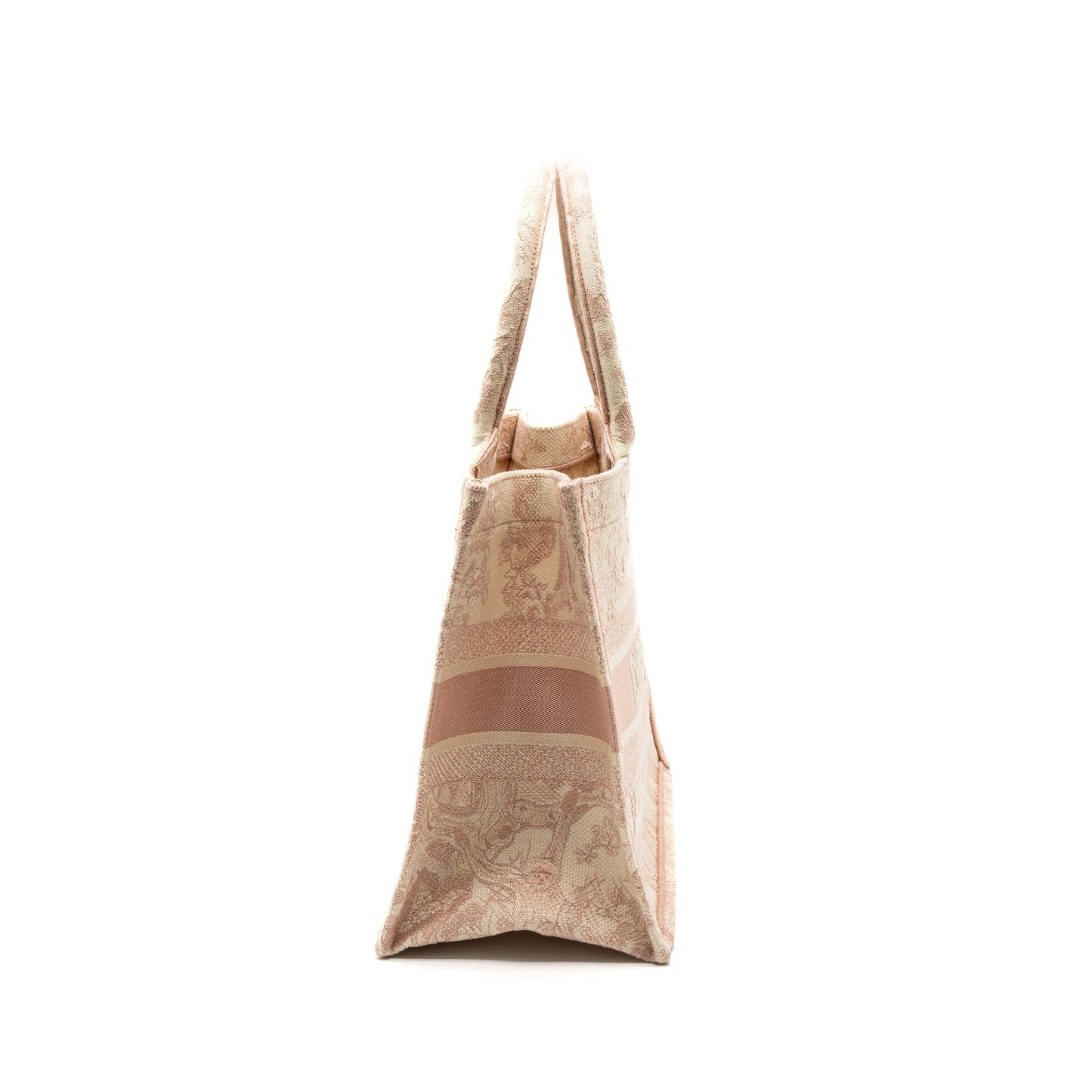 Dior Medium Book Tote Purse Pink Toile de Jouy Embroidery