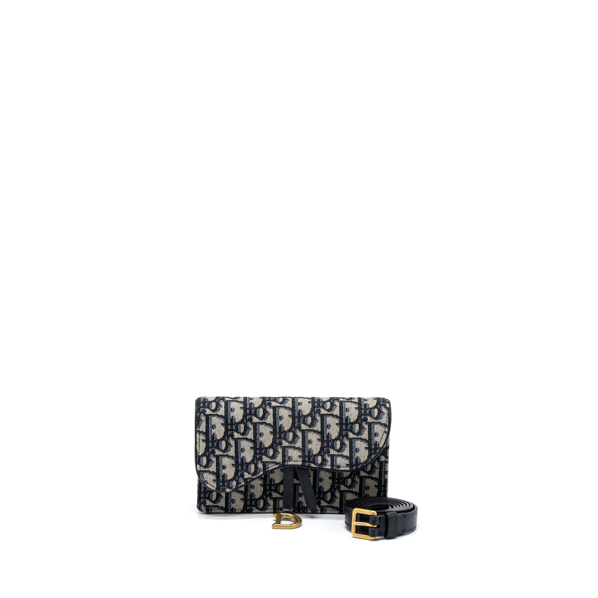 Dior Saddle Belt Pouch Blue Oblique Jacquard Canvas