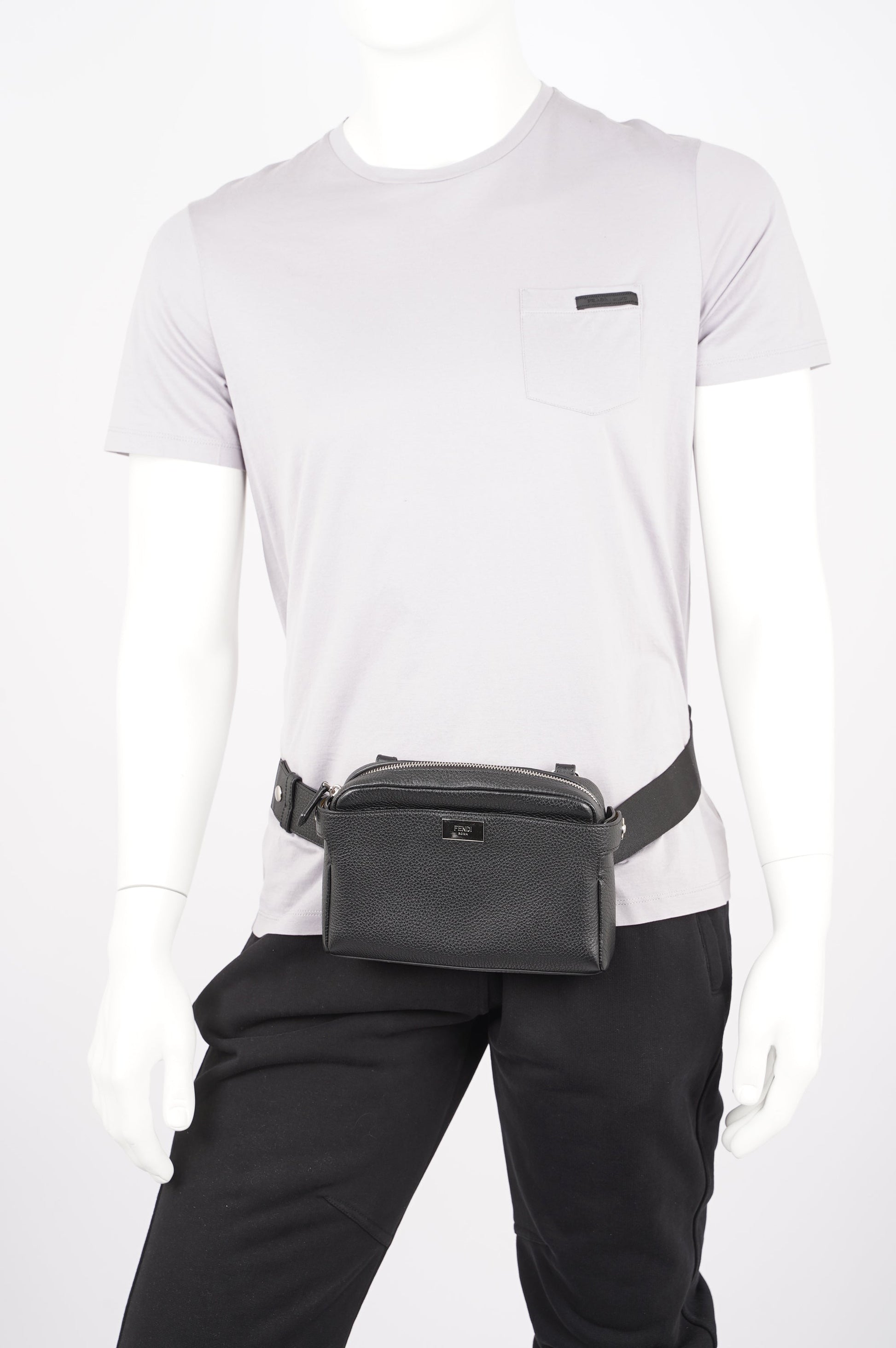 Fendi Mens Peakaboo Bum Bag Black Leather