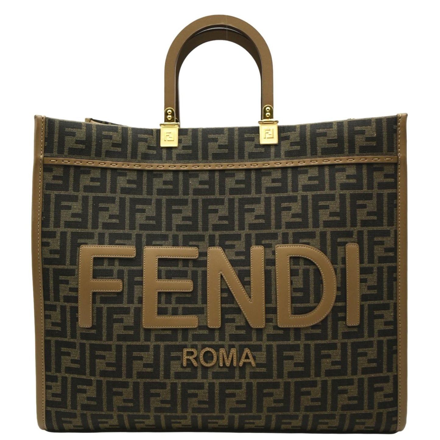 Fendi Sunshine Canvas Brown Tote Bag