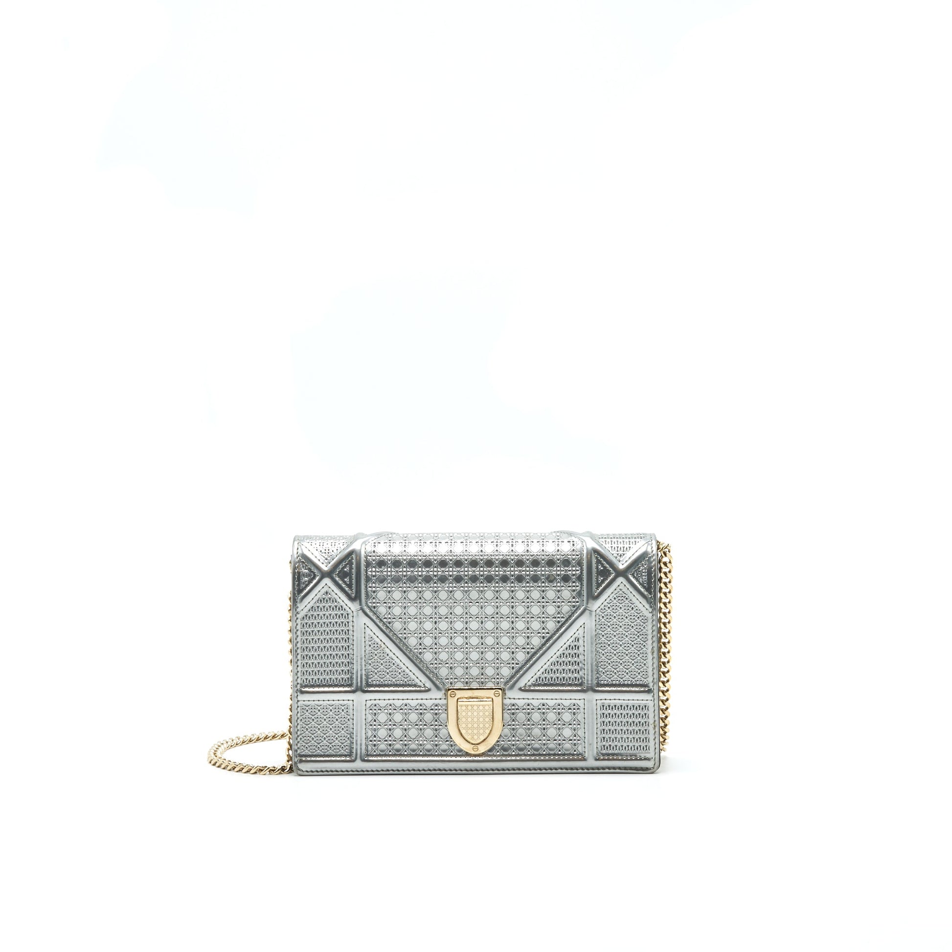 Dior Diorama Wallet on Chain Metallic Silver