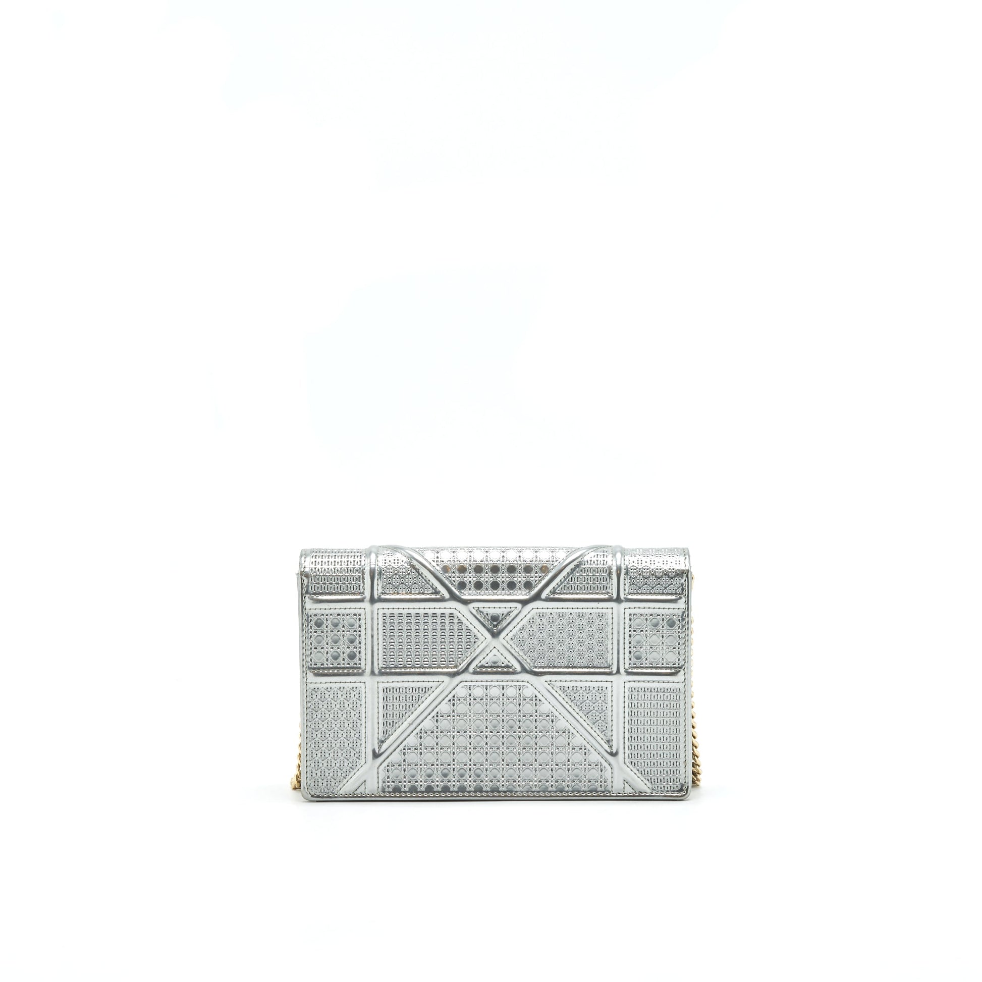 Dior Diorama Wallet on Chain Metallic Silver