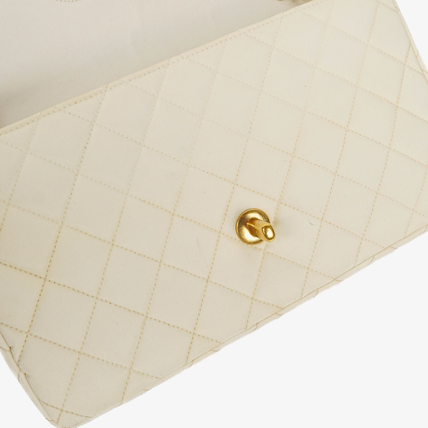 Chanel Medium Classic White Fabric Single Flap Bag With 24K Gold-Plated Hardware