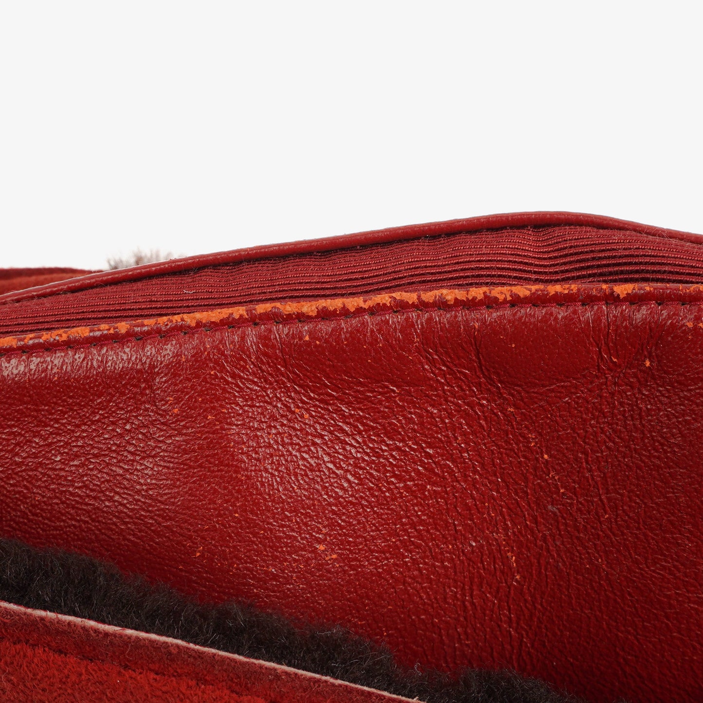 Chanel Suede Shearling Fur Red Handbag